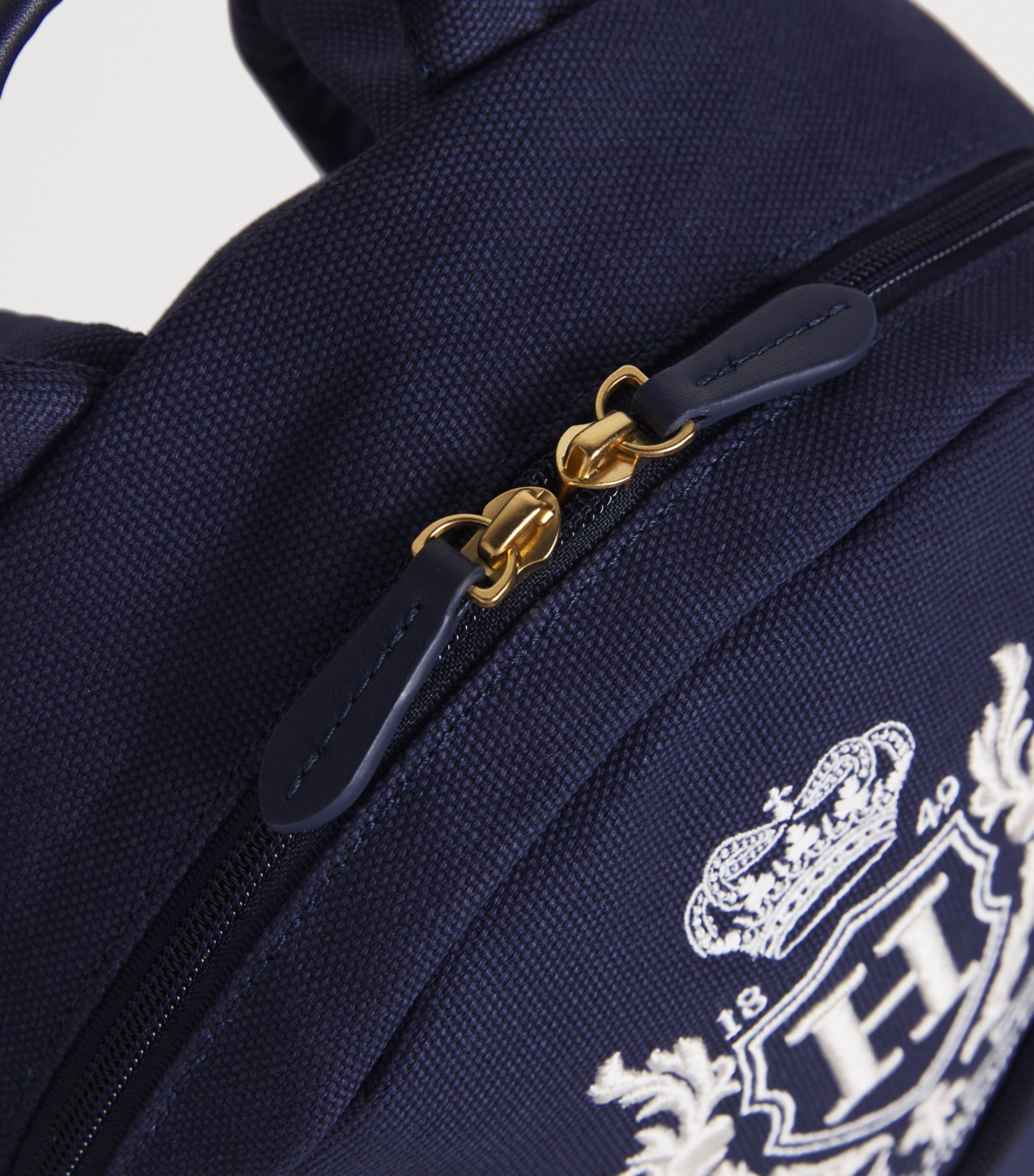 Cotton Embroidered Emblem Backpack NAVY Image 4