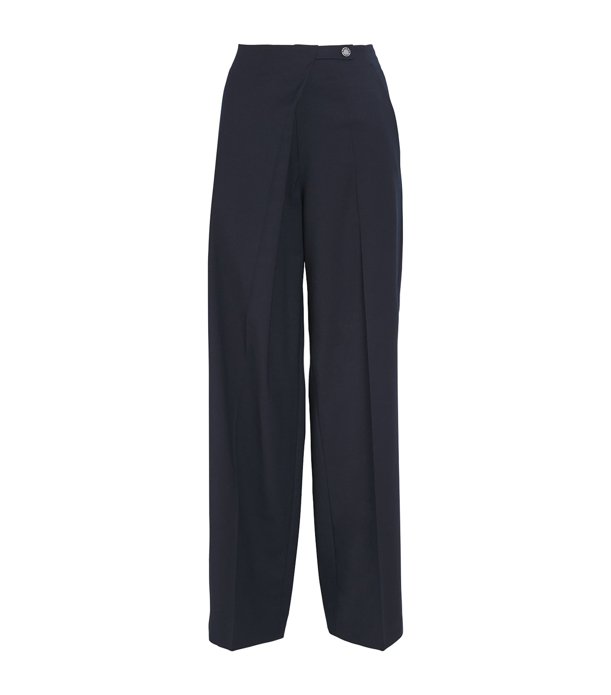 Sandro Asymmetric Wide-leg Tailored Trousers In Blue