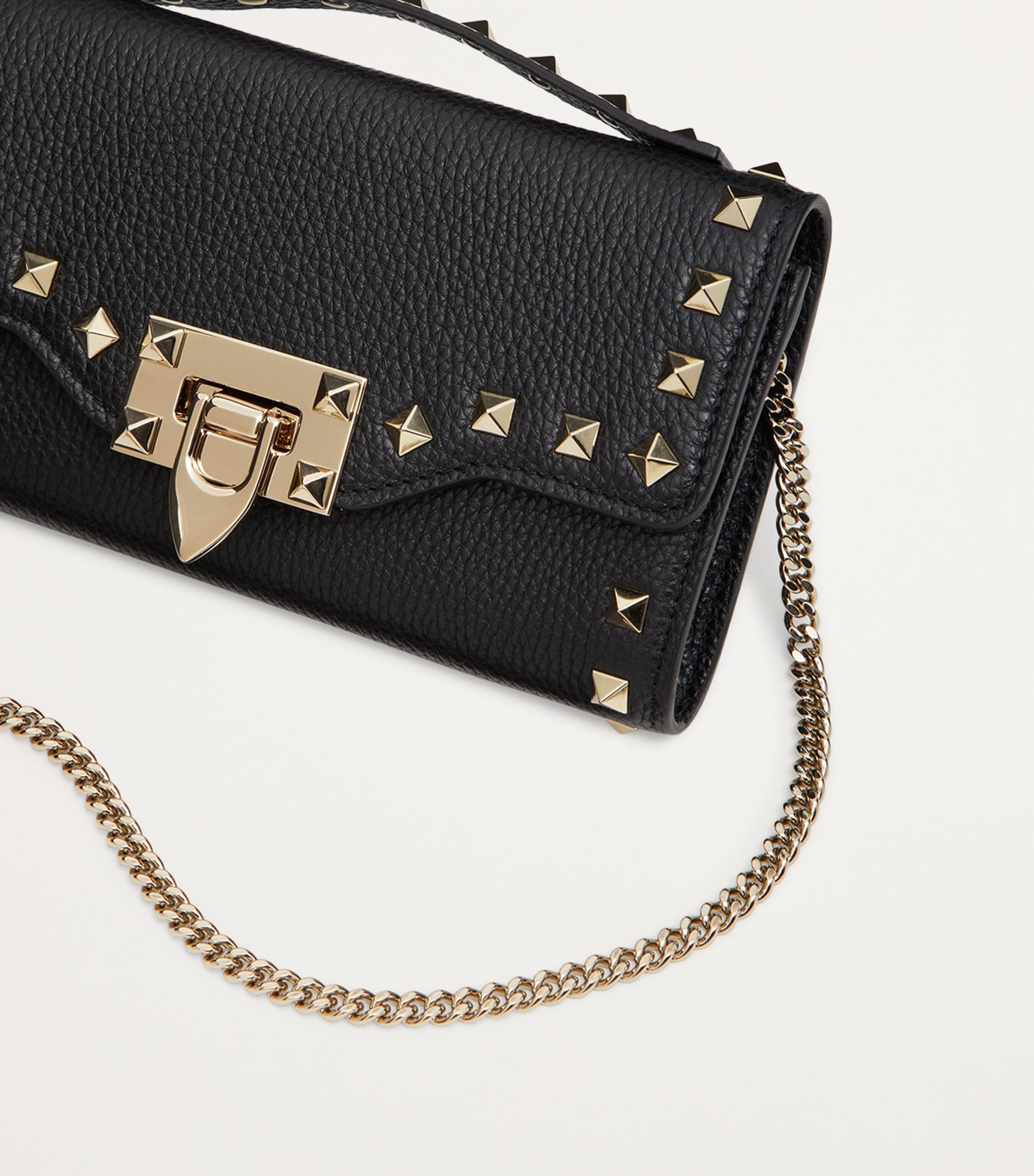 【VALENTINO】 ROCKSTUD CHAIN WALLET Valentino Garavani Leather Rockstud Chain Wallet | Harrods US