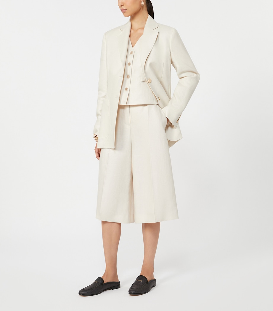 Max Mara Womens Linen Cable-Knit Waistcoat Beige Image 2