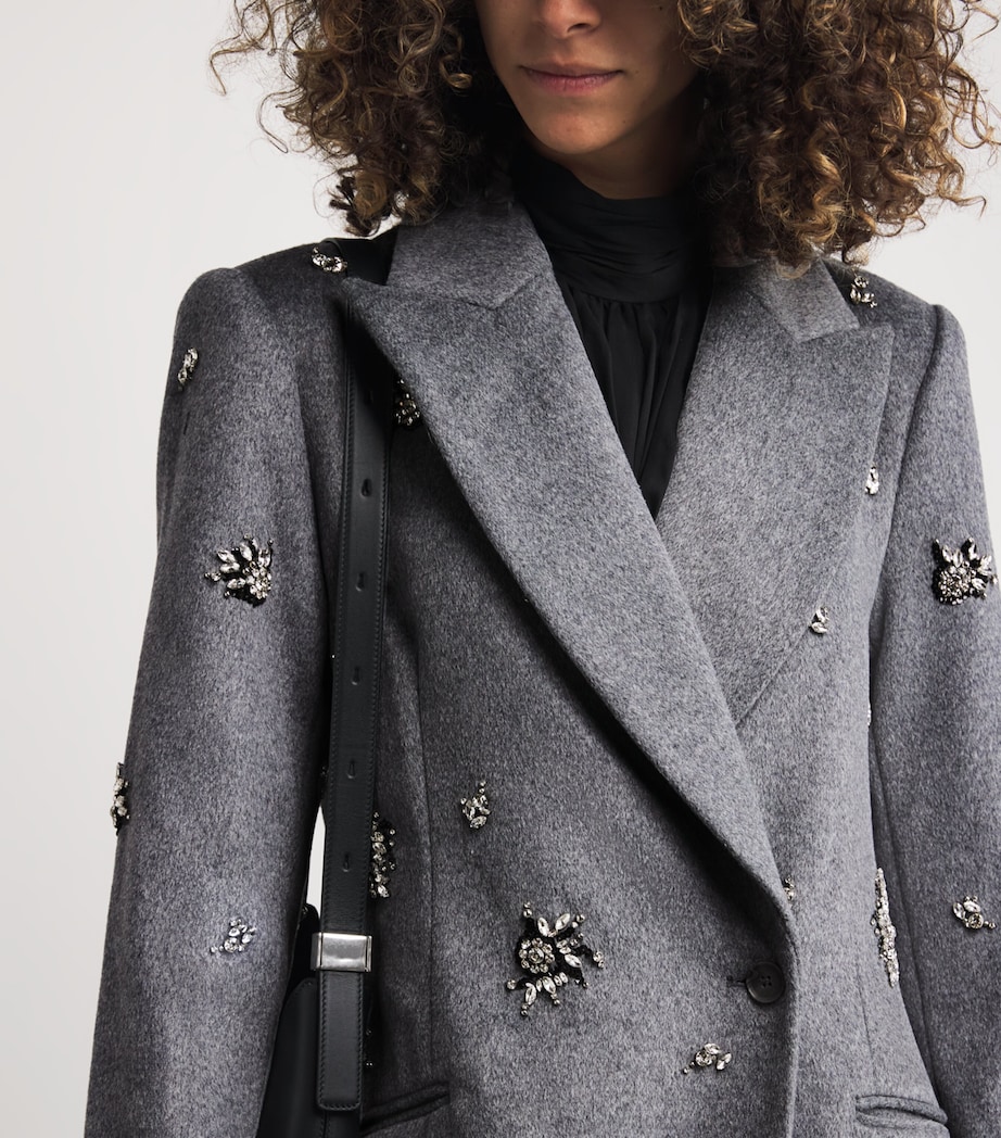 Wool-Blend Embellished Gianni Coat HEATHER GREY Image 6