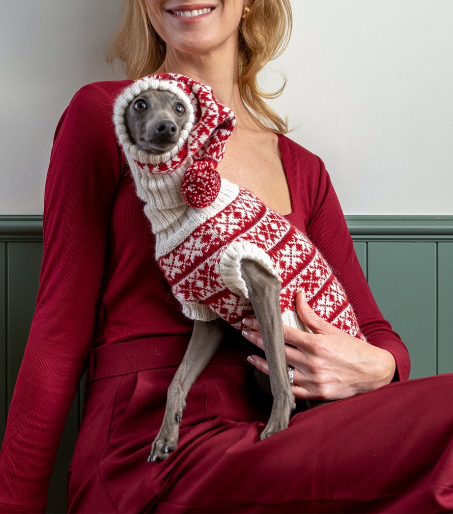 Alpaca-Blend Christmas Dog Sweater WHITE / RED Image 5