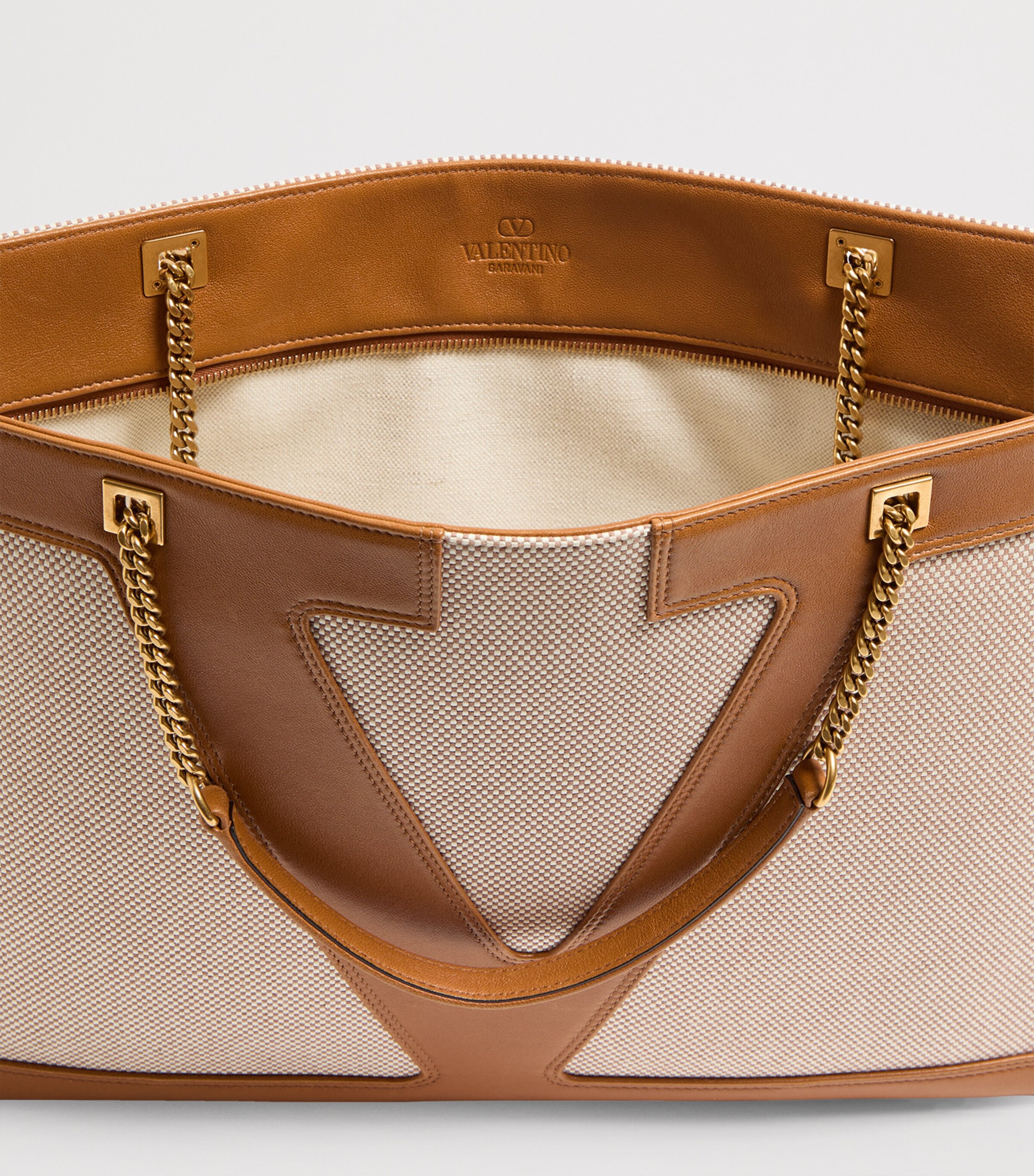 Large Canvas and Leather Viva Superstar Tote Bag 9QR Image 4