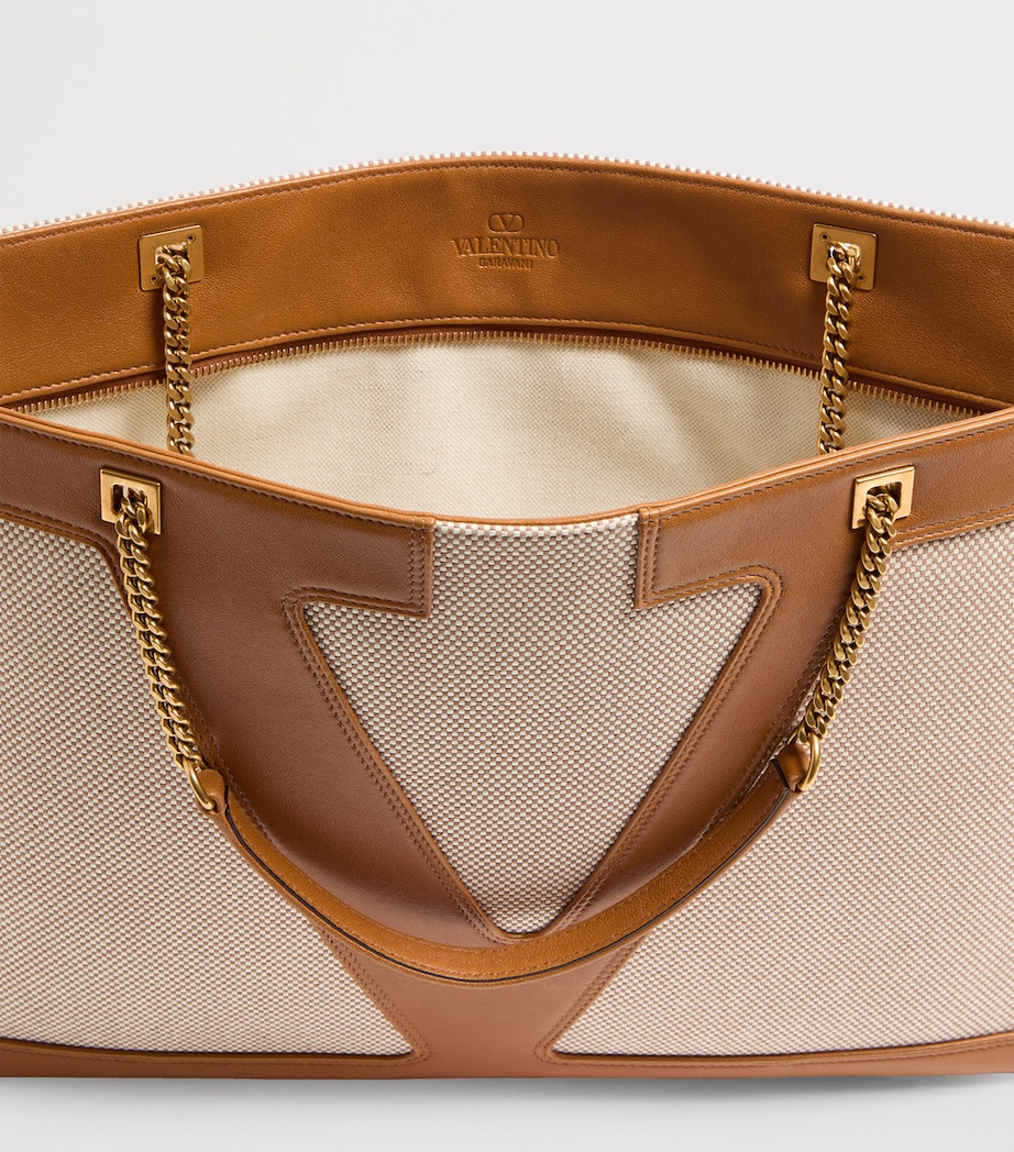 Large Canvas and Leather Viva Superstar Tote Bag 9QR Image 4