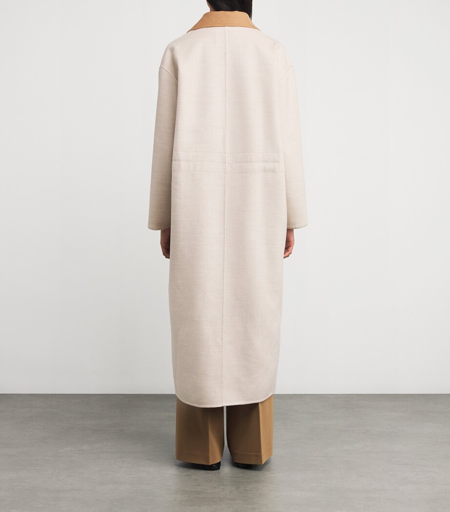 Fabiana Filippi Womens Merino Wool Collared Coat Corda/vimini Image 4