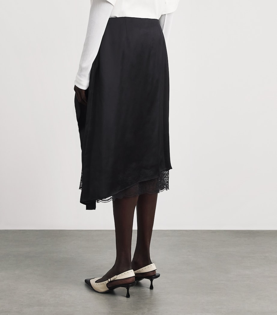 Acne Studios Womens Satin Layered Midi Skirt Black Image 5