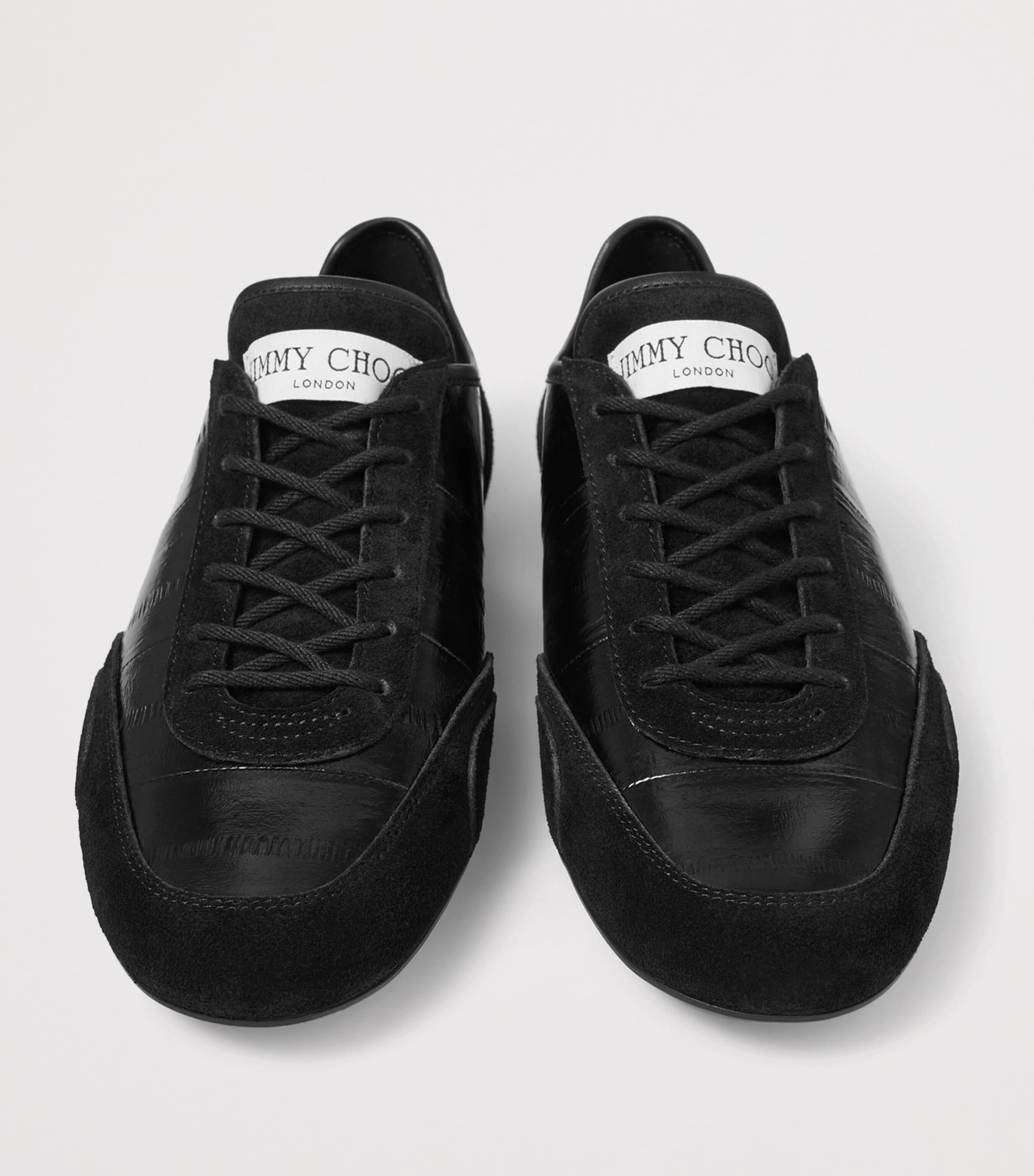 Jimmy Choo Sunny F Leather-Suede Sneakers V Black Image 4