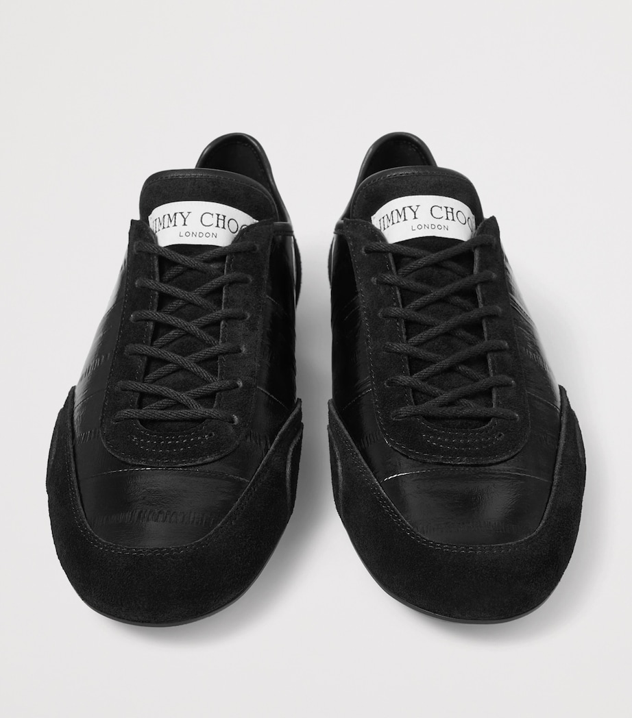 Jimmy Choo Sunny F Leather-Suede Sneakers V Black Image 4