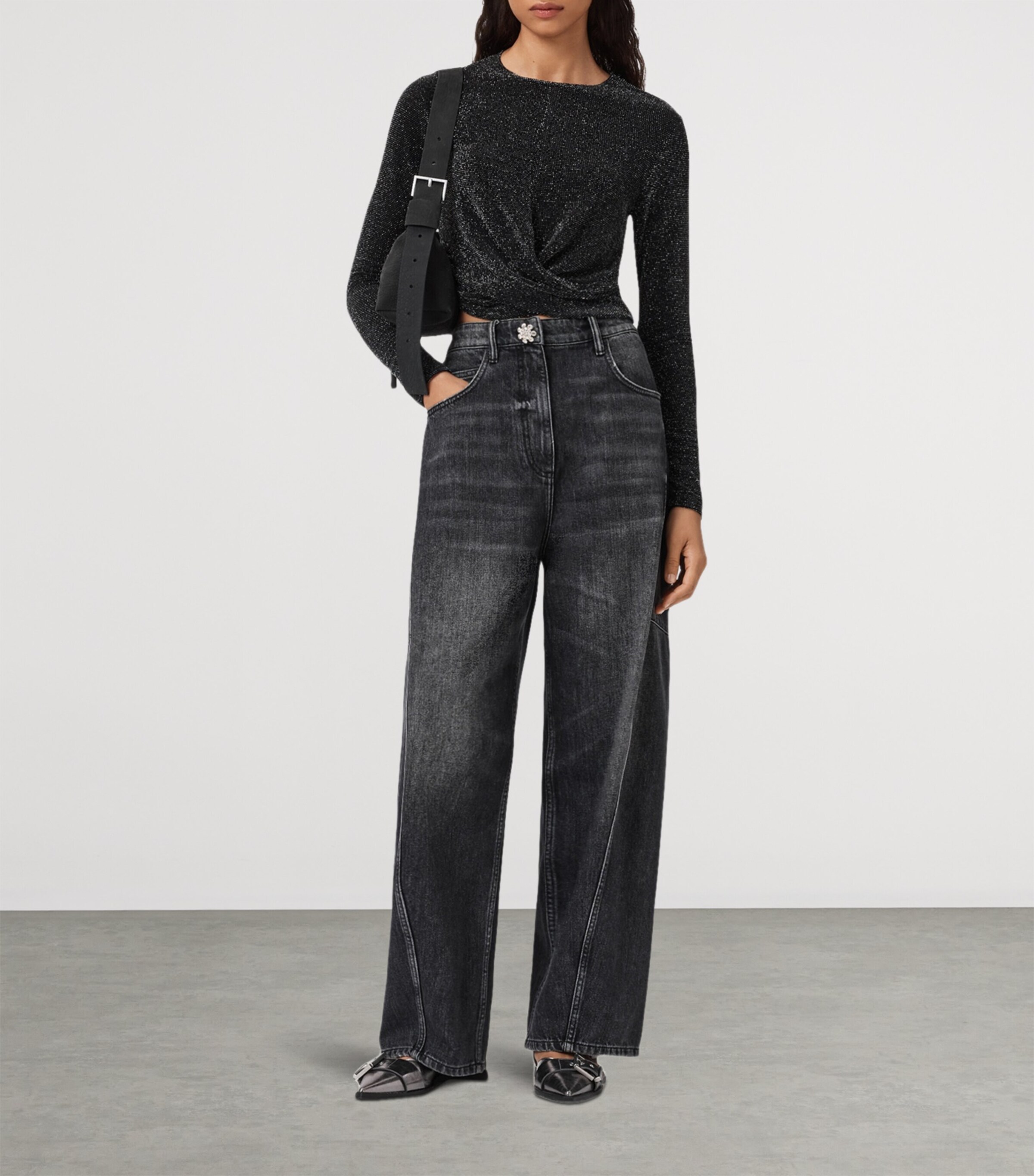 Metallic Skylar Crop Top SILVER/BLACK Image 3