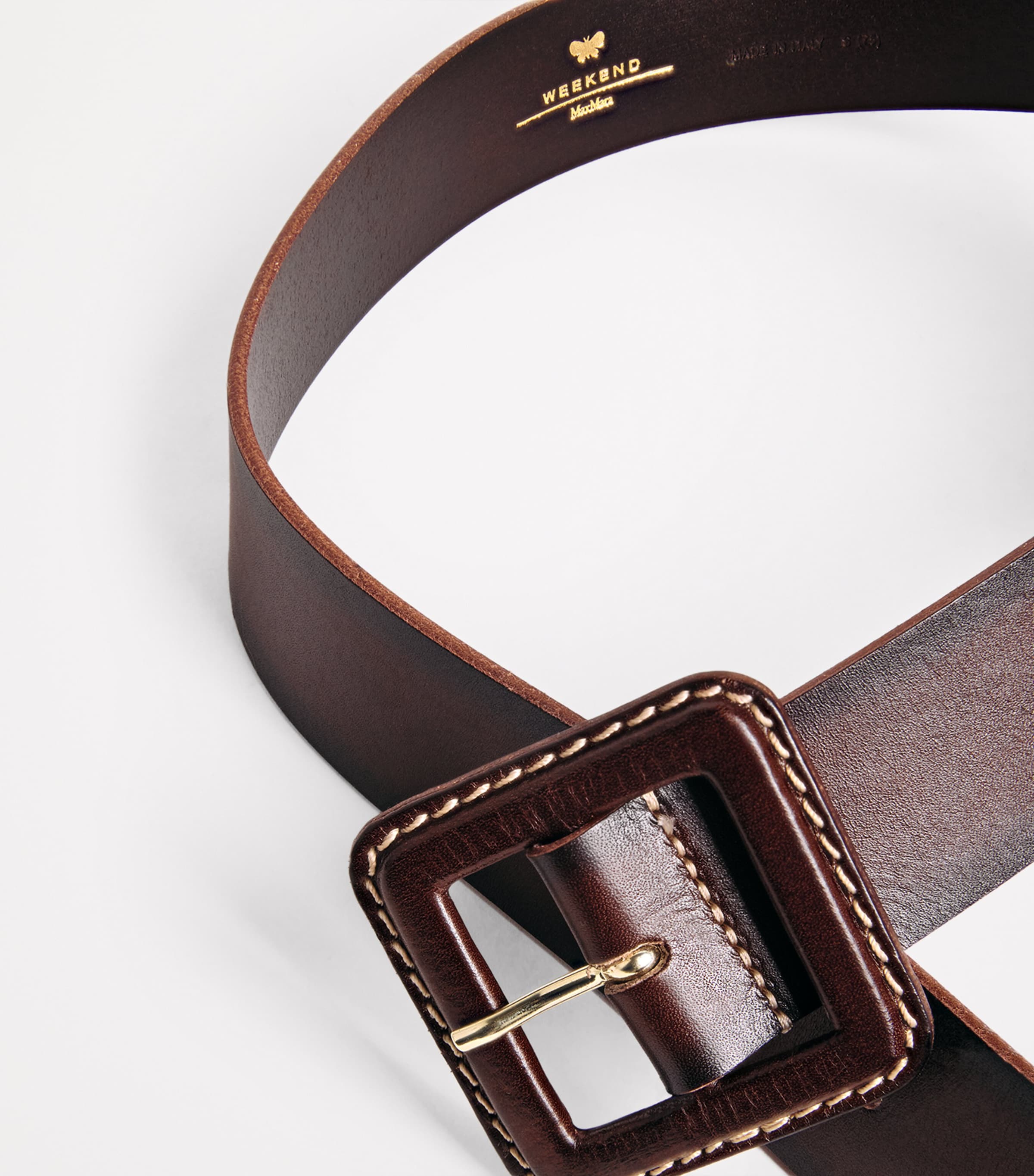 Leather Buckle Belt DARK BOWN Image 6