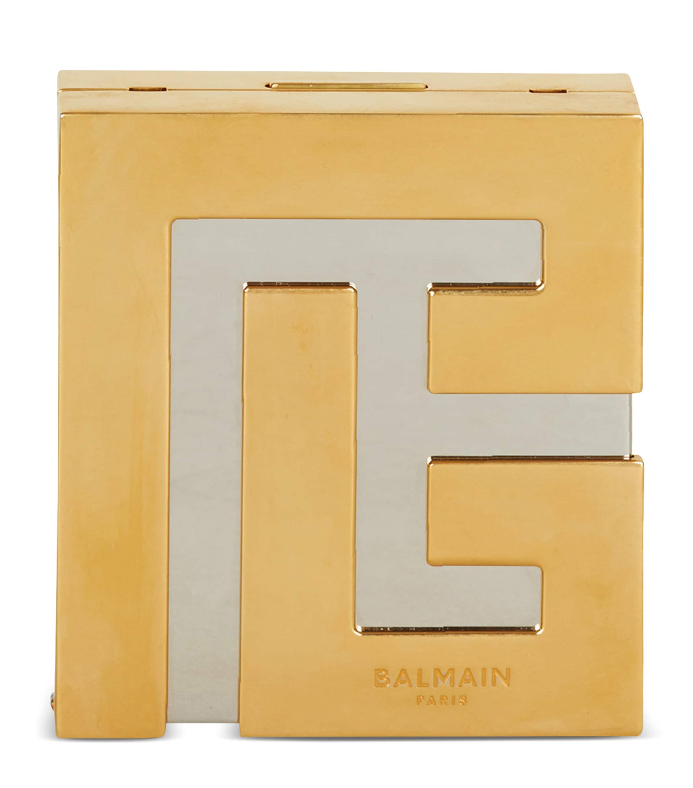 BALMAIN METAL MONOGRAM CLUTCH BAG 