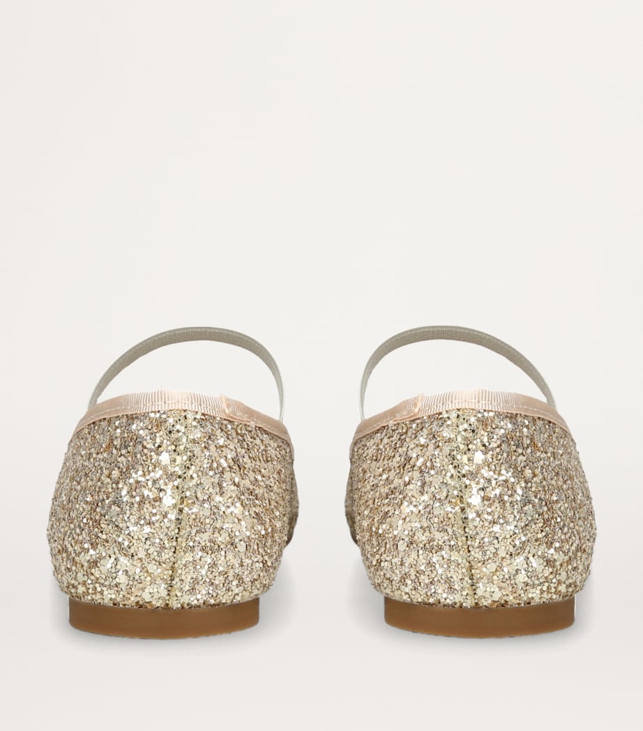 Leather Glitter Bug Ballet Flats SILVER Image 2