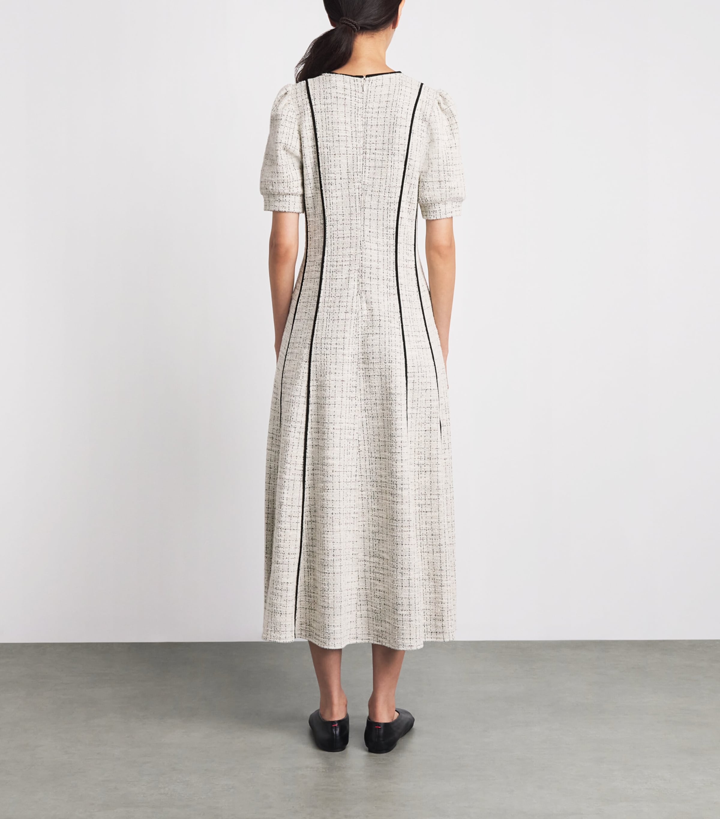 ME+EM Womens Tweed Fit-and-Flare Maxi Dress Cream Image 4