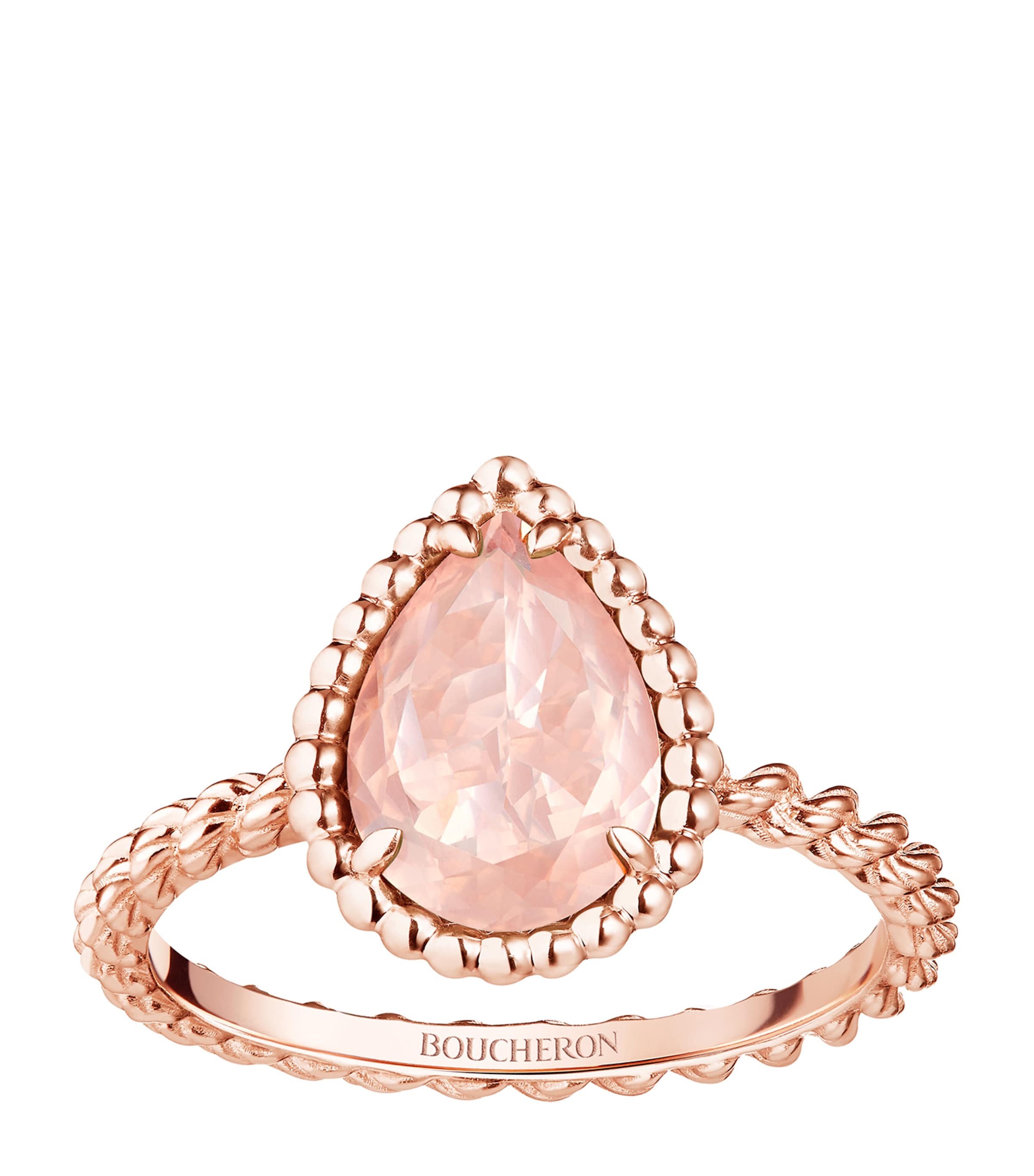 Boucheron Rose Gold And Pink Quartz Serpent Bohème Ring In Pink