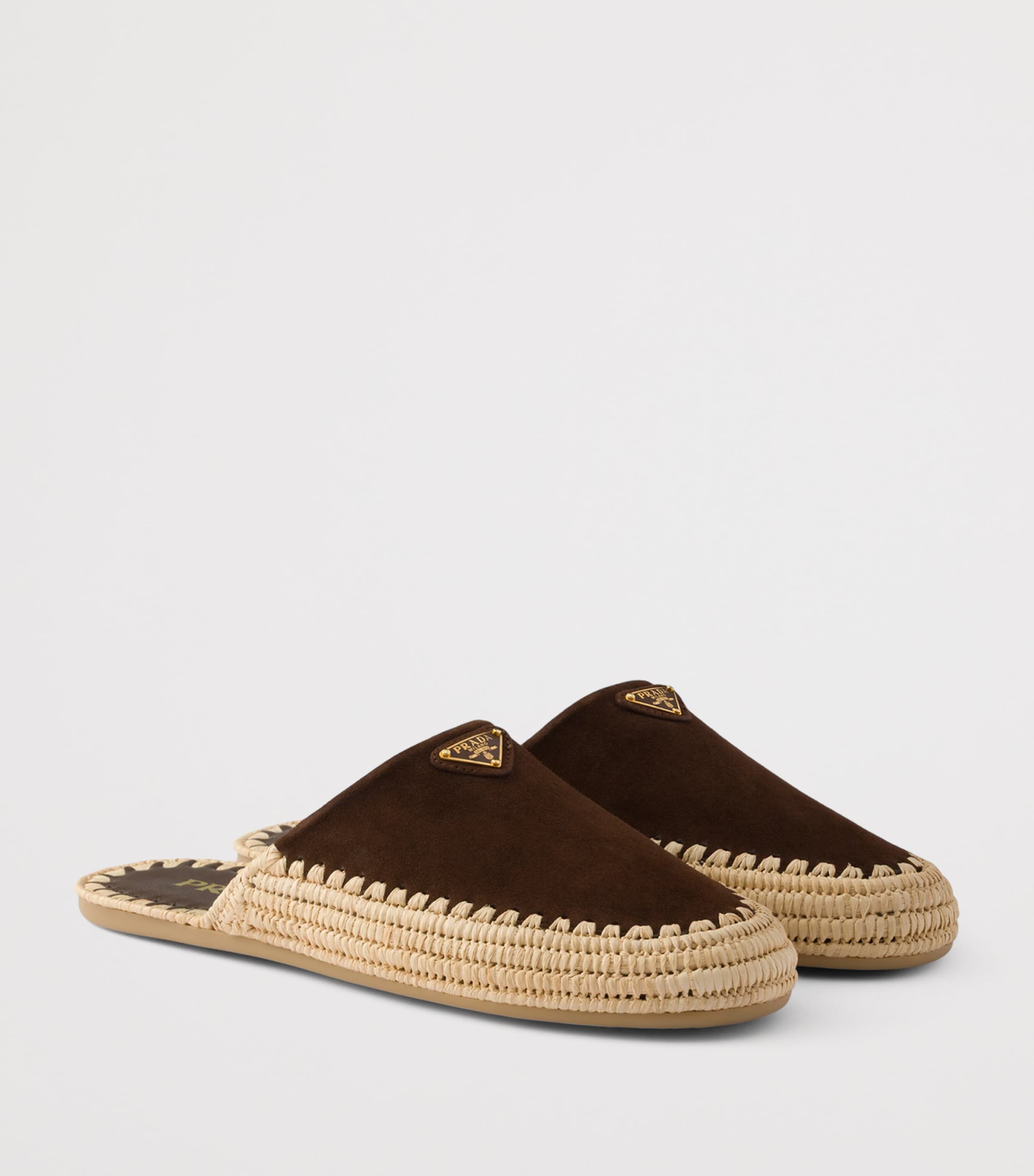Prada Suede Triangle Mules Image 2