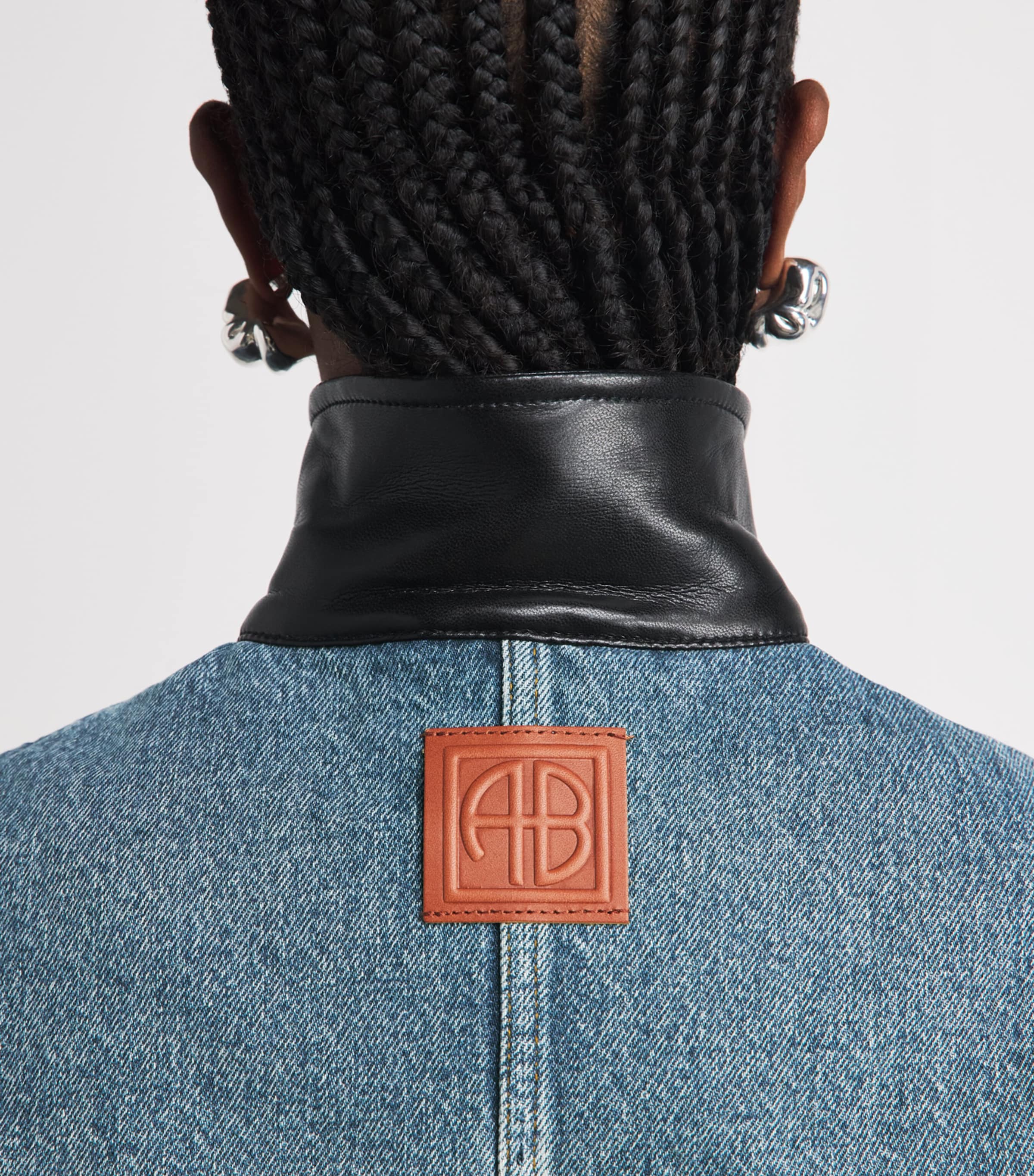 ANINE BING Womens Yuma Denim Jacket Washed Blue Image 3