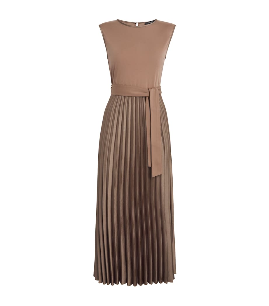 Jersey Pleated Midi Dress BROWN Image 1
