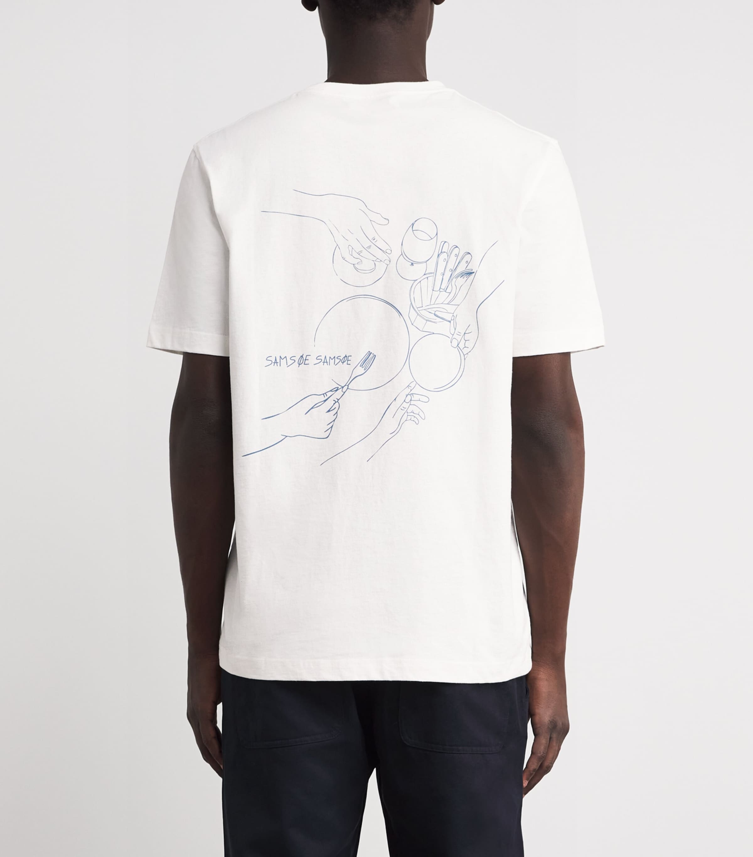 SAMSOE SAMSOE Mens Cotton Dinner T-Shirt Oatmeal Feast Image 4