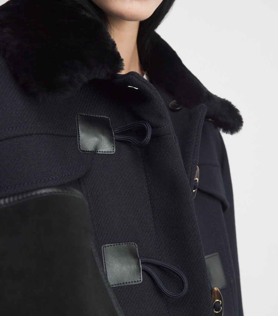 Wool-Blend Shearling-Collar Coat NAVY BLUE Image 6