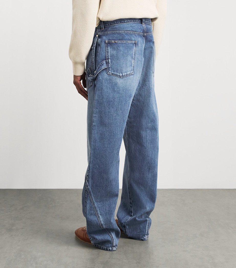 JW Anderson Mens Twisted Workwear Jeans Mid Blue Image 5