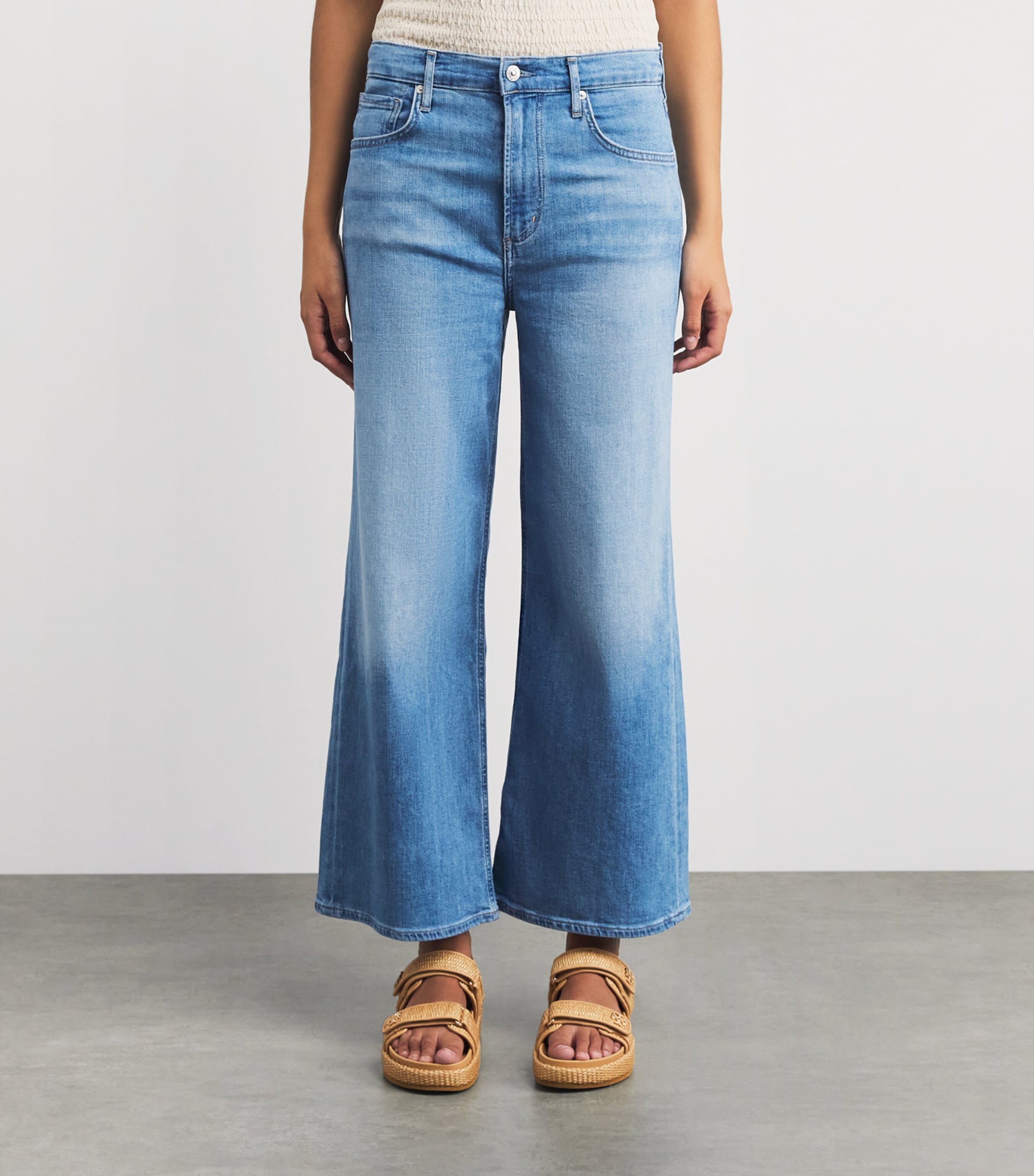 Citizens of Humanity Womens Cropped Lyra Wide-Leg Jeans Adnte Andante Image 4