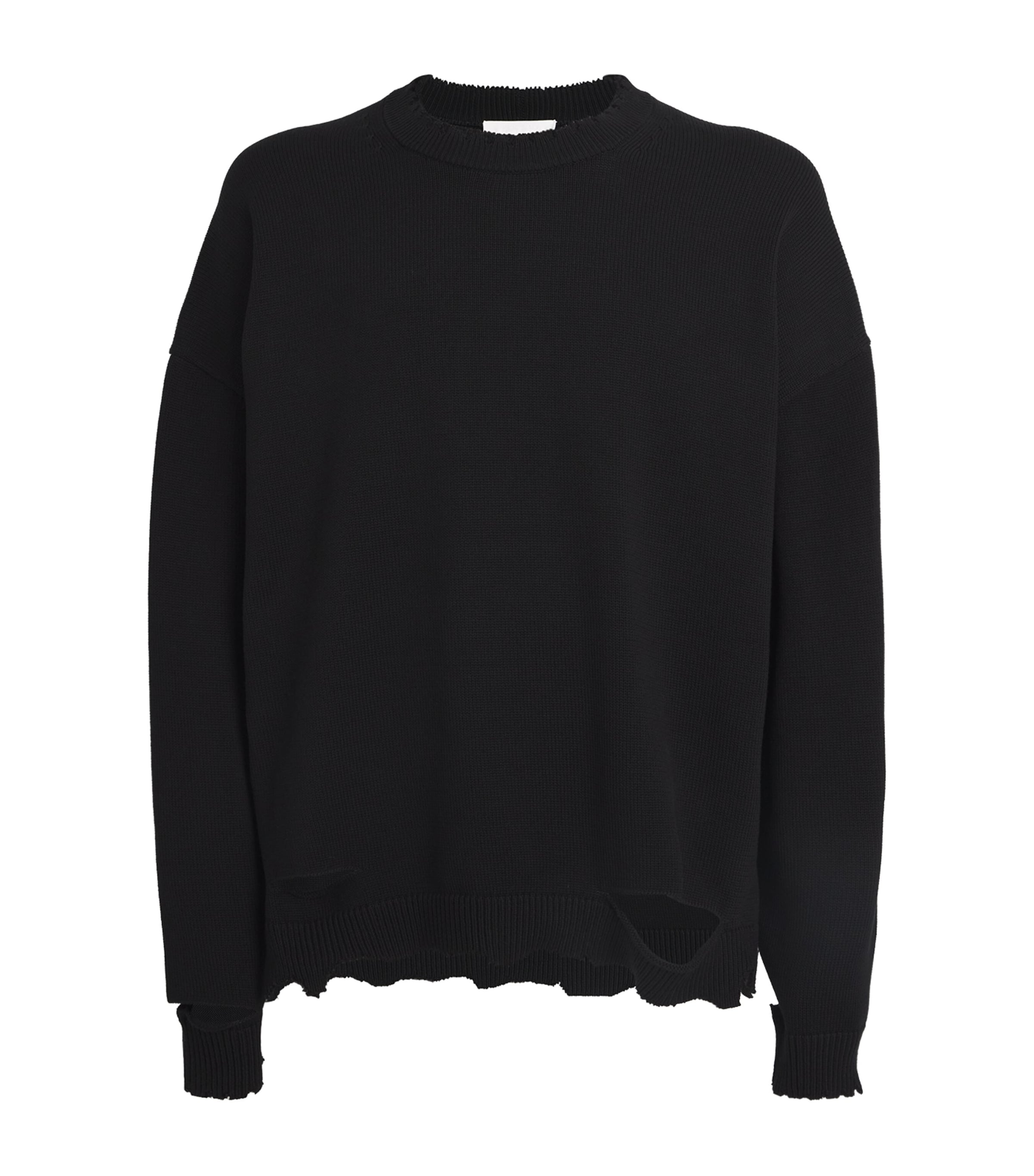 Helmut Lang Cotton Distressed Sweatshirt In Black