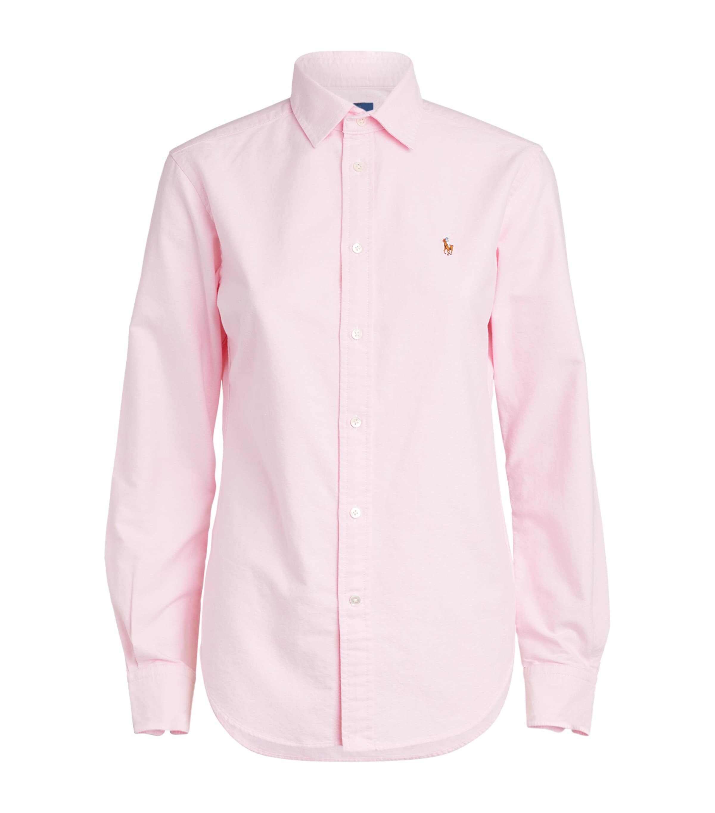 Polo Ralph Lauren Light Pink Button-up Shirt With Subtle Embroidered Logo In Pink