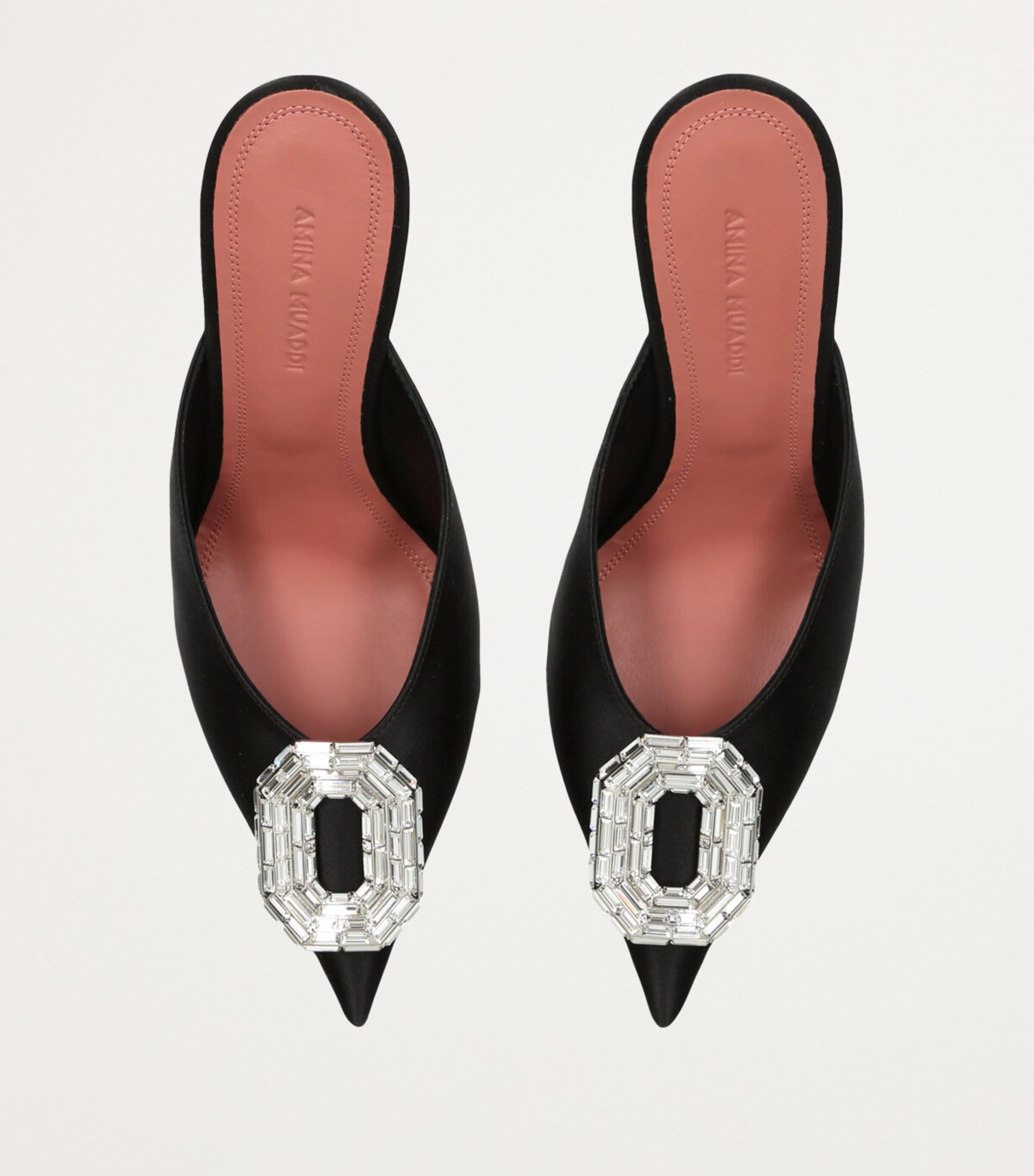 サンダル・ミュール AMINA MUADDI Black satin Camelia mules C9S332804CAM_CAMELIA_SLING_60_