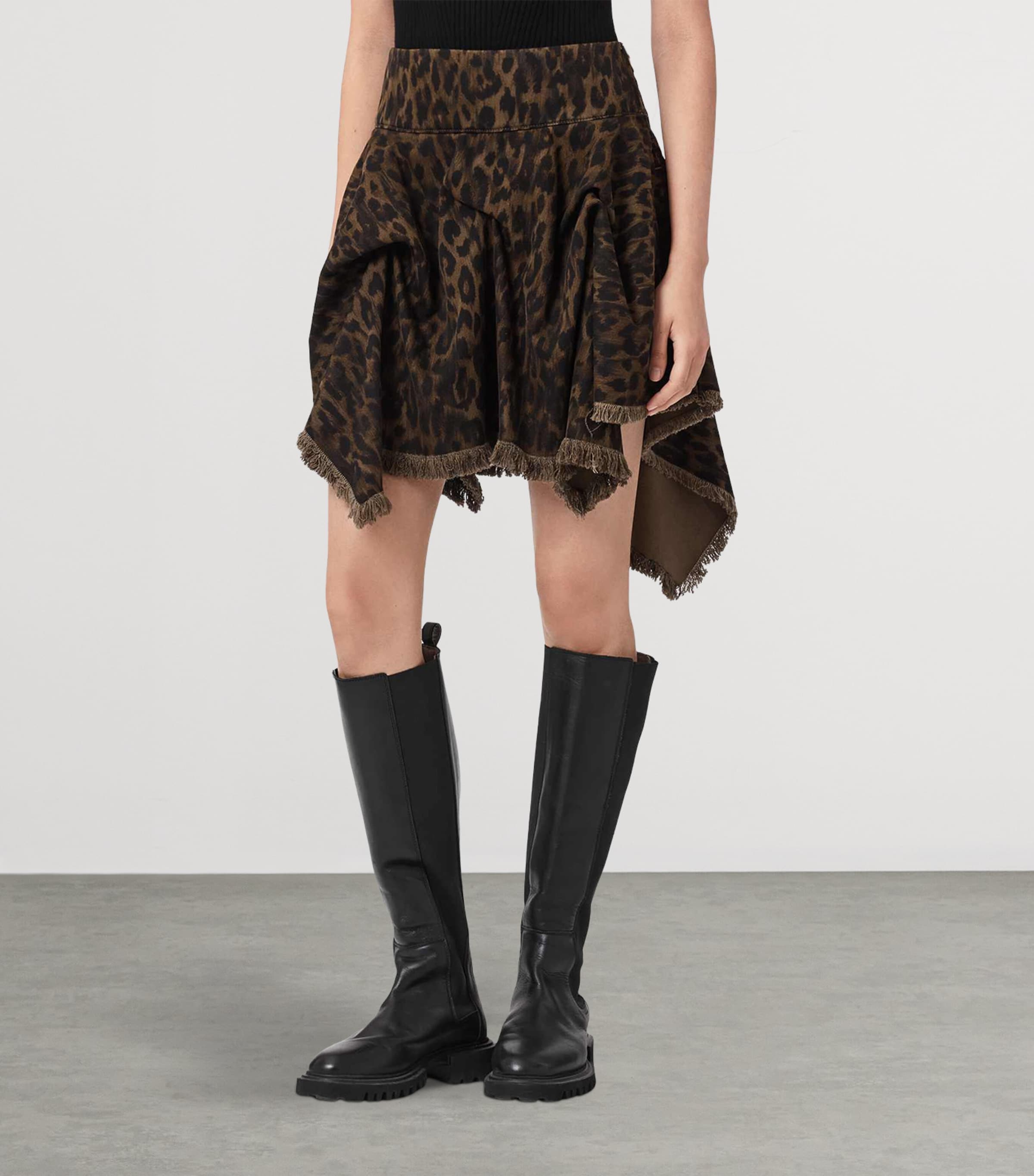 AllSaints Womens Denim Crissy Mini Skirt Leppo Brown Image 3