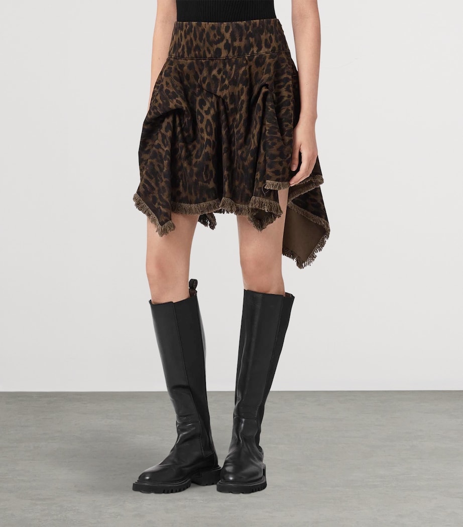AllSaints Womens Denim Crissy Mini Skirt Leppo Brown Image 3
