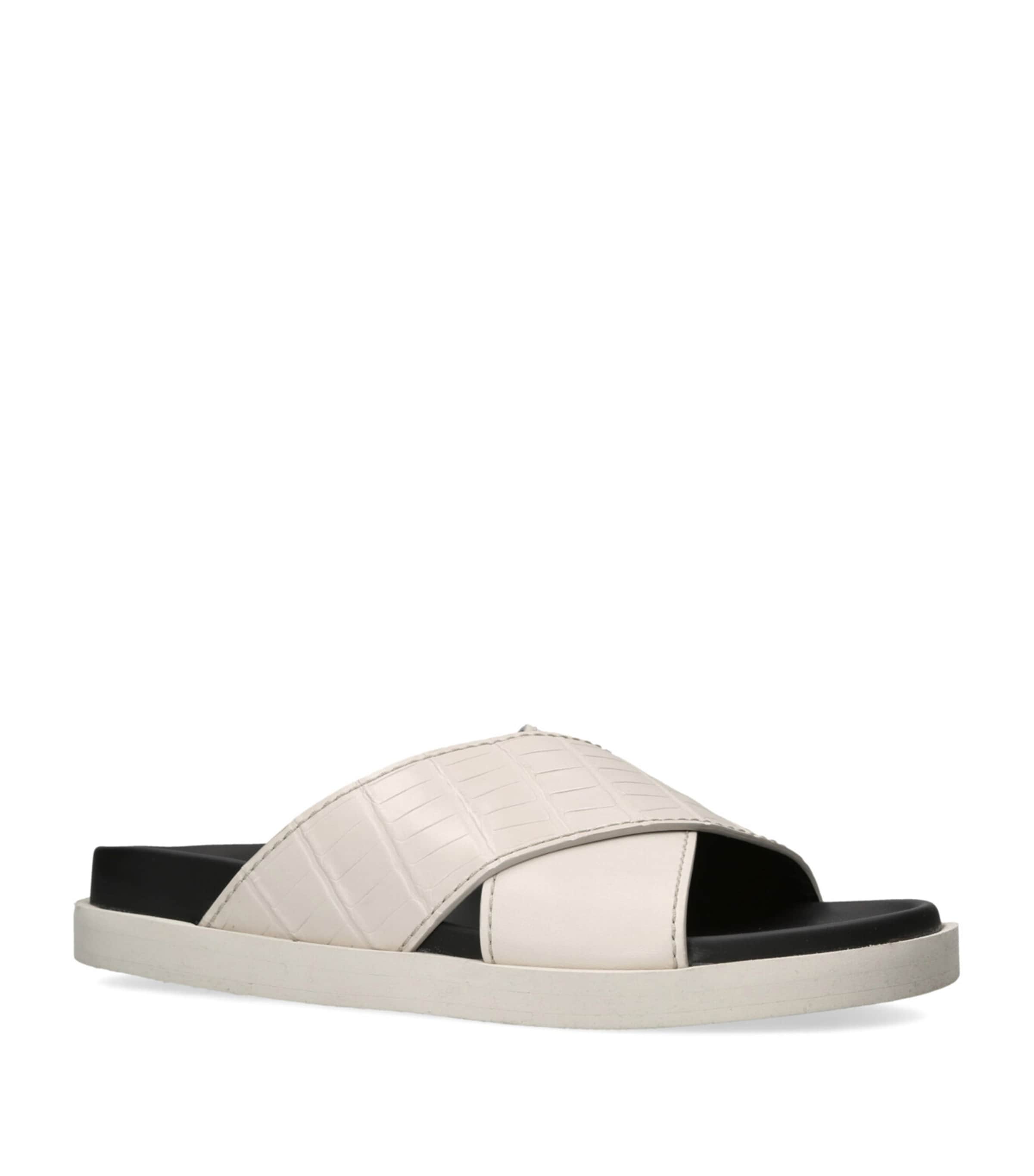 Crocodile Leather Panarea Slides WHITE Image 3