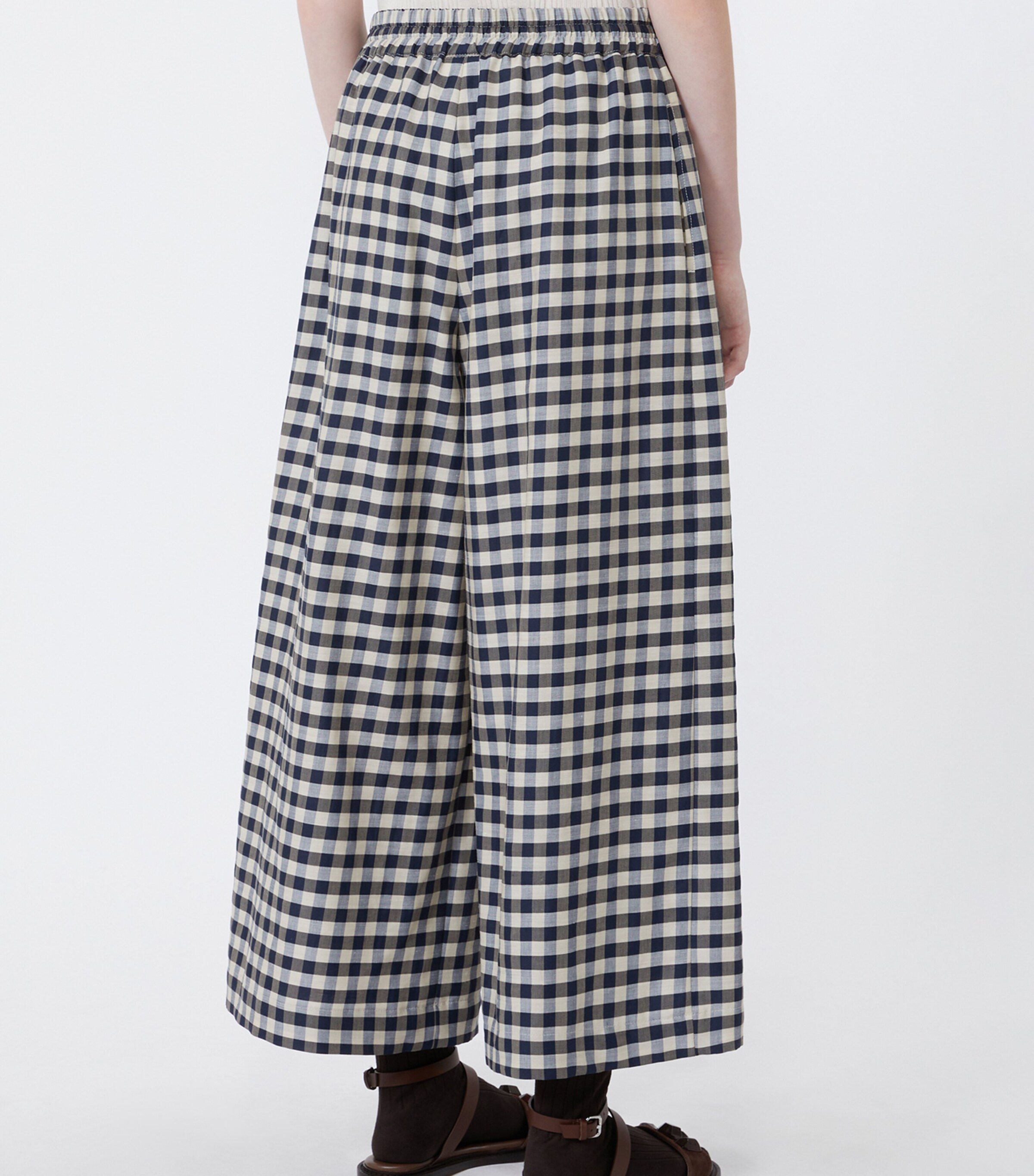 Weekend Max Mara Womens Check Print Trousers Navy Image 4