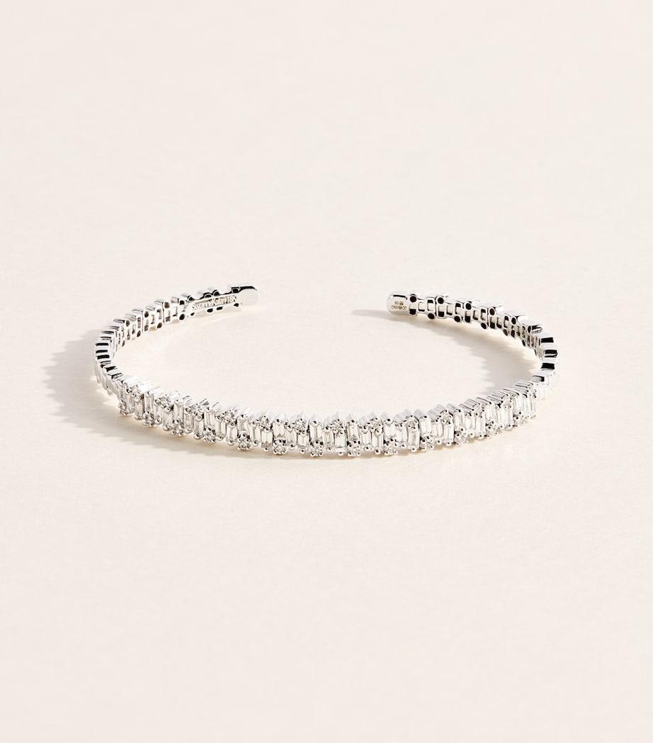 Suzanne Kalan White Gold and Diamond Classic Shimmer Bangle Wg/wd Image 1