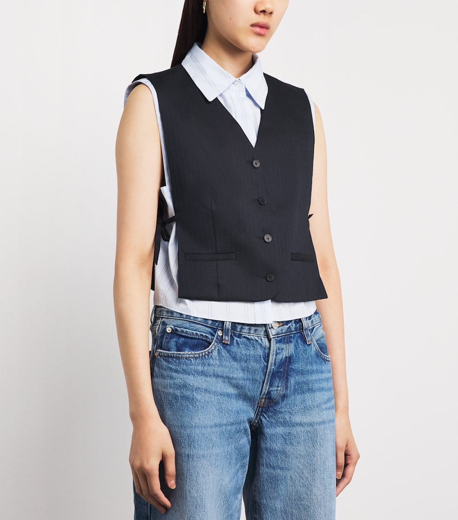 Sandro Paris Womens Sleeveless Layered Waistcoat Navy Blue Image 4