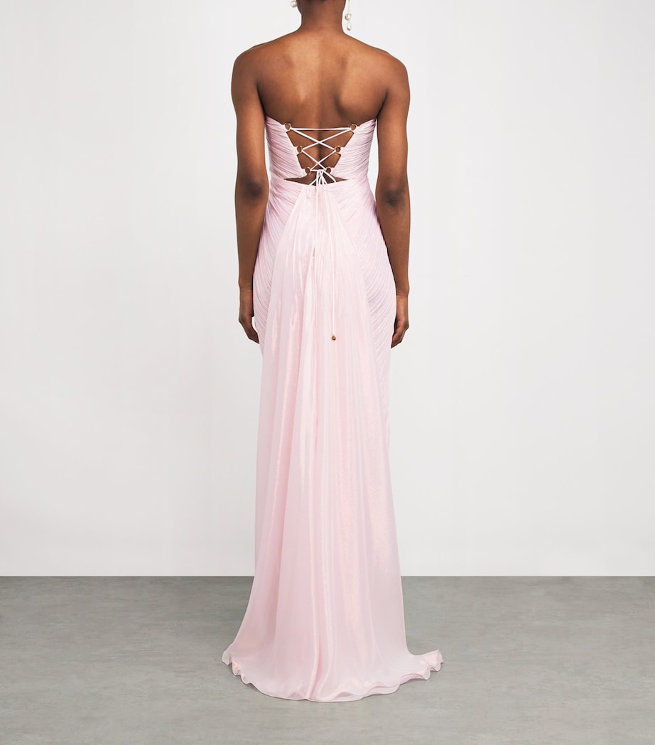 Maria Lucia Hohan Womens Silk-Blend Strapless Meilien Gown Rosa Image 3