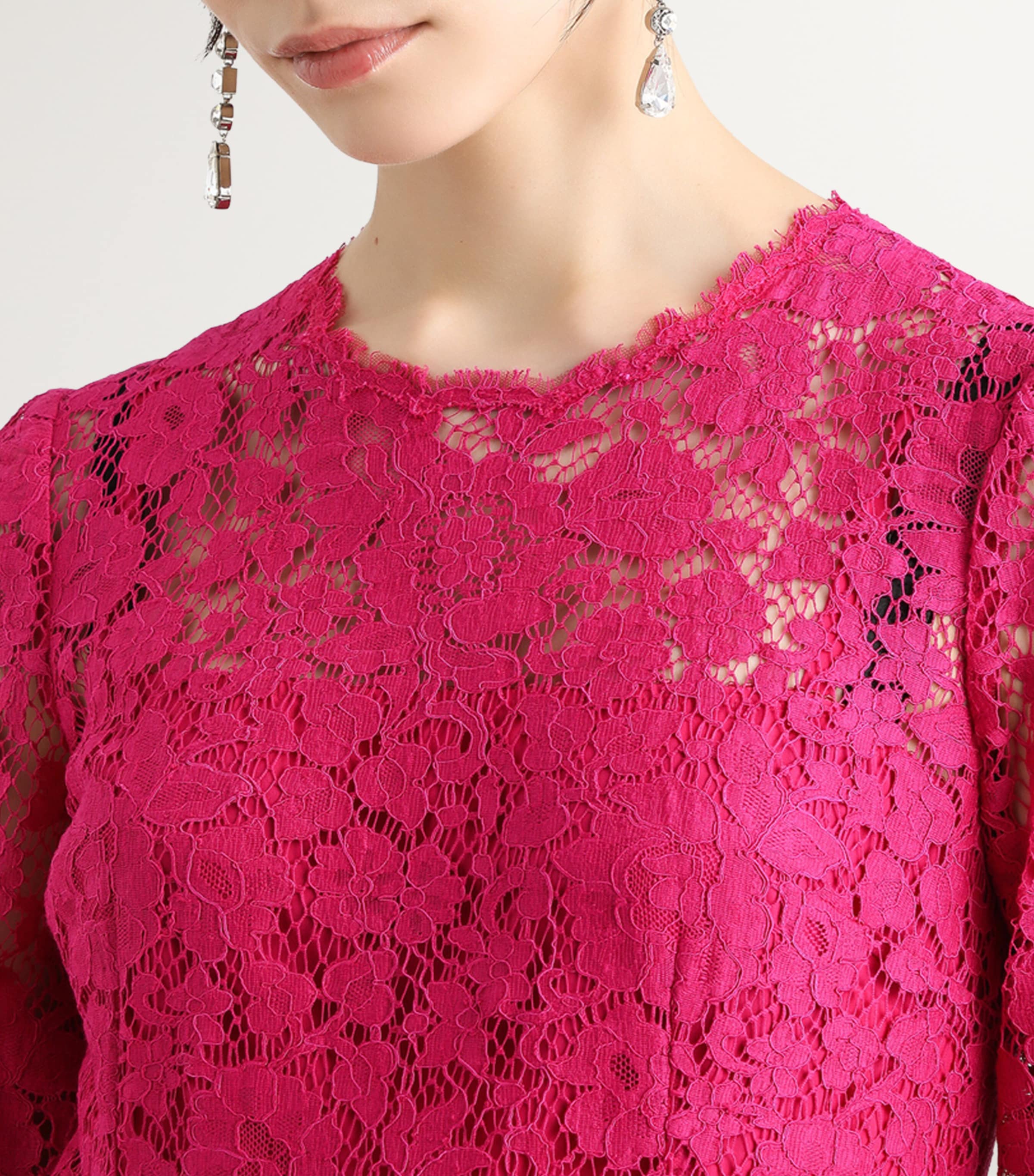 関税送料込Dolce & Gabbana Lace Trimmed Midi Dress Lace midi dress in purple - Dolce Gabbana | Mytheresa