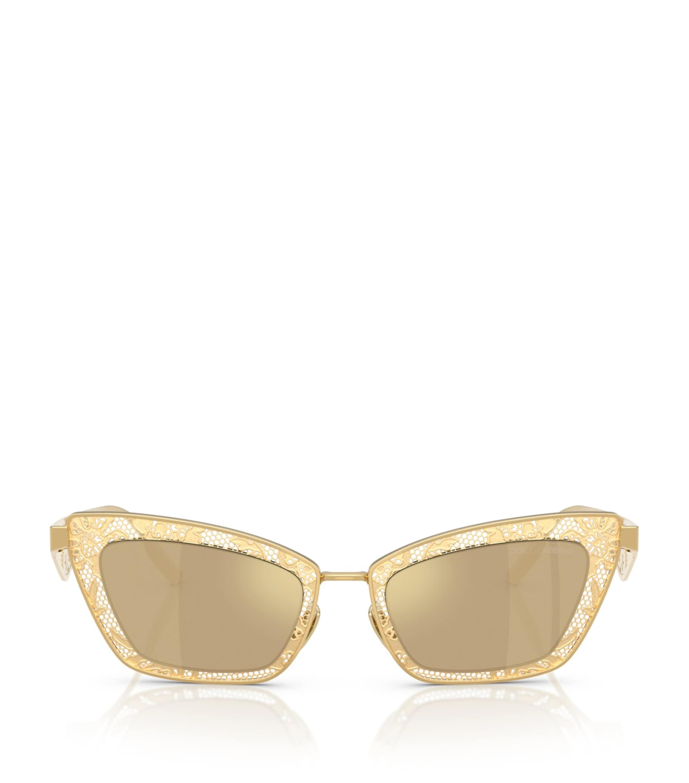 Dolce & Gabbana Steel Square Sunglasses In Gold