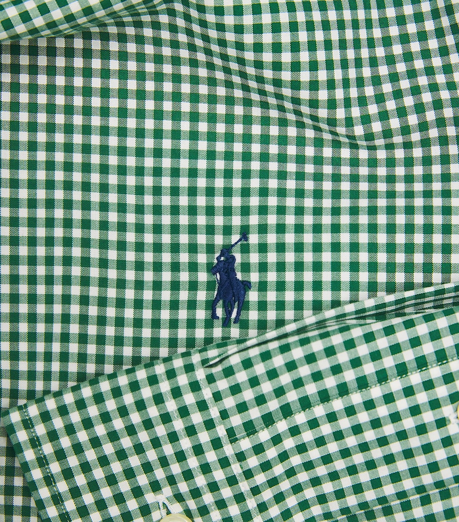 Stretch-Cotton Poplin Gingham Shirt GREEN Image 5