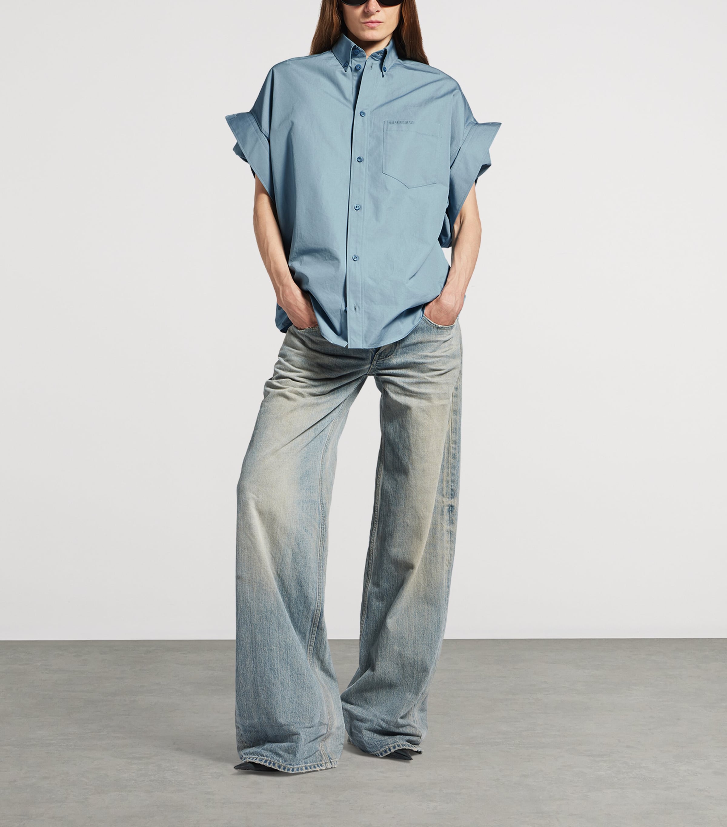 Cotton Tucked Sleeve Shirt 1463 Image 2