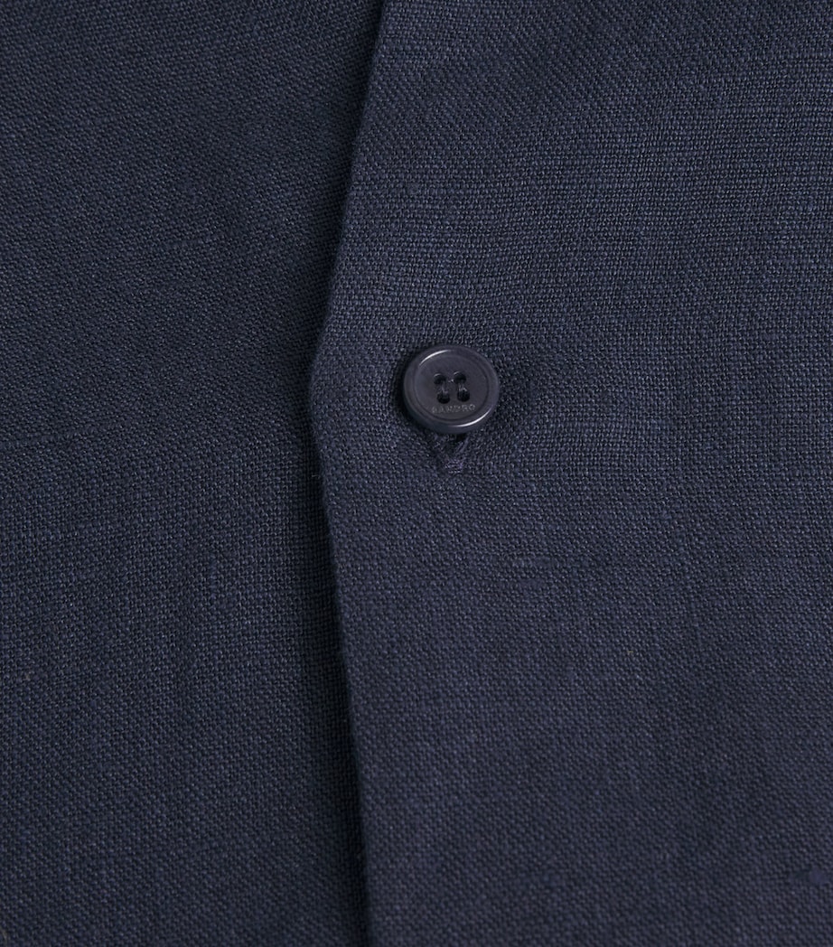 Sandro Paris Mens Linen Shirt Navy Blue Image 6