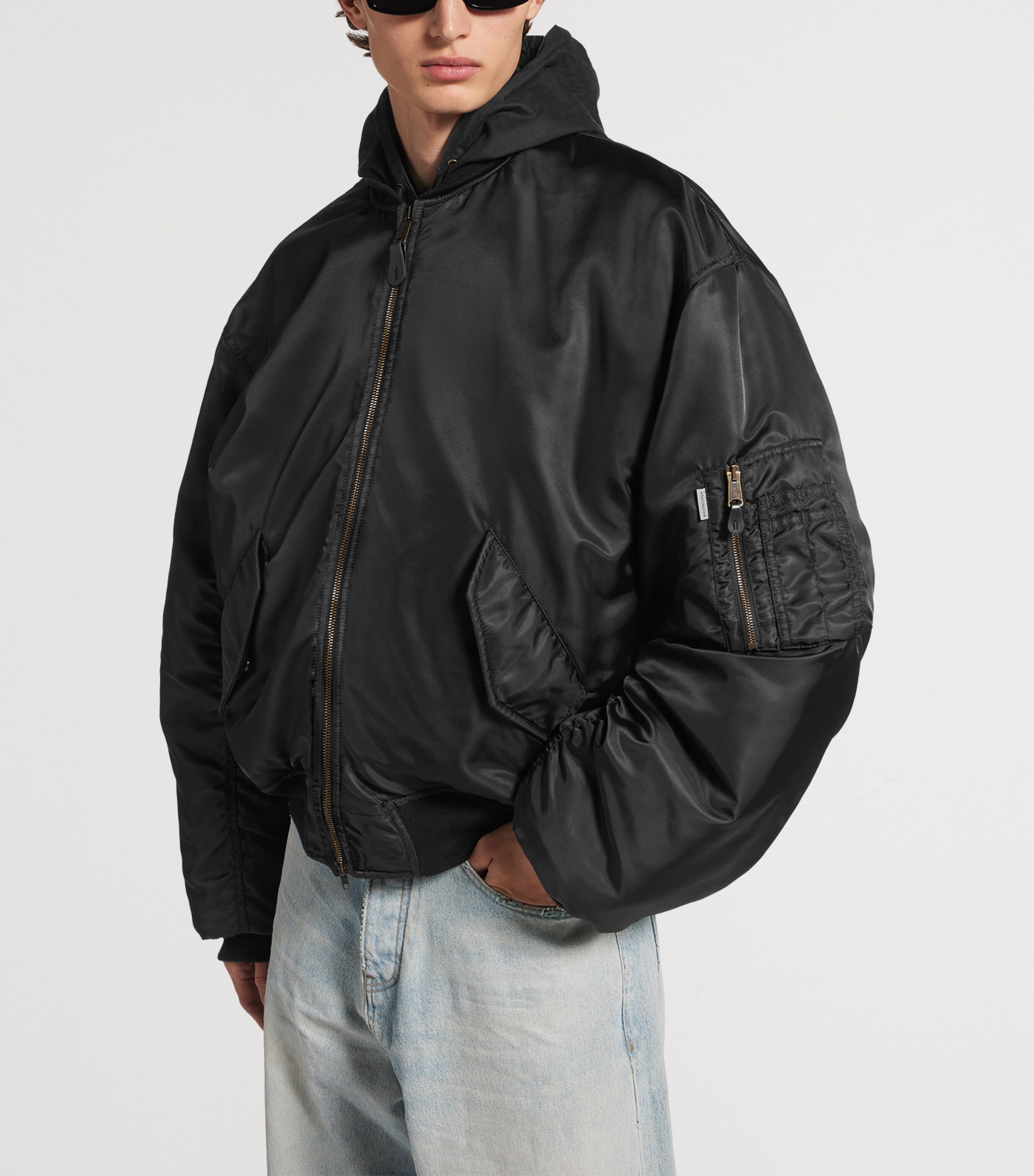 Balenciaga Mens Oversized Hooded Bomber Jacket Image 5