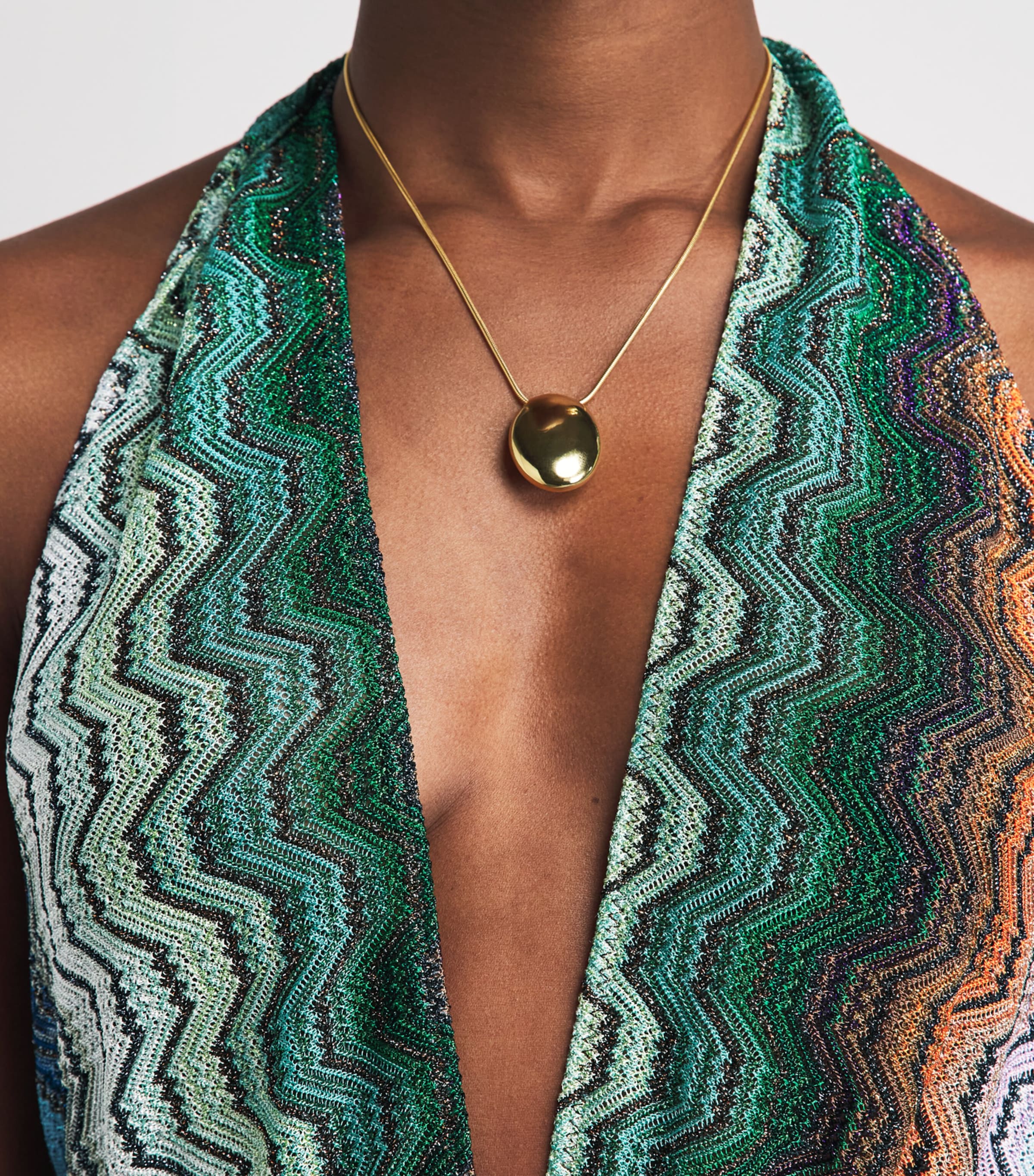 Missoni Womens Metallic Chevron V-Neck Playsuit Smsnq Mlti Blk/gr/or Image 3
