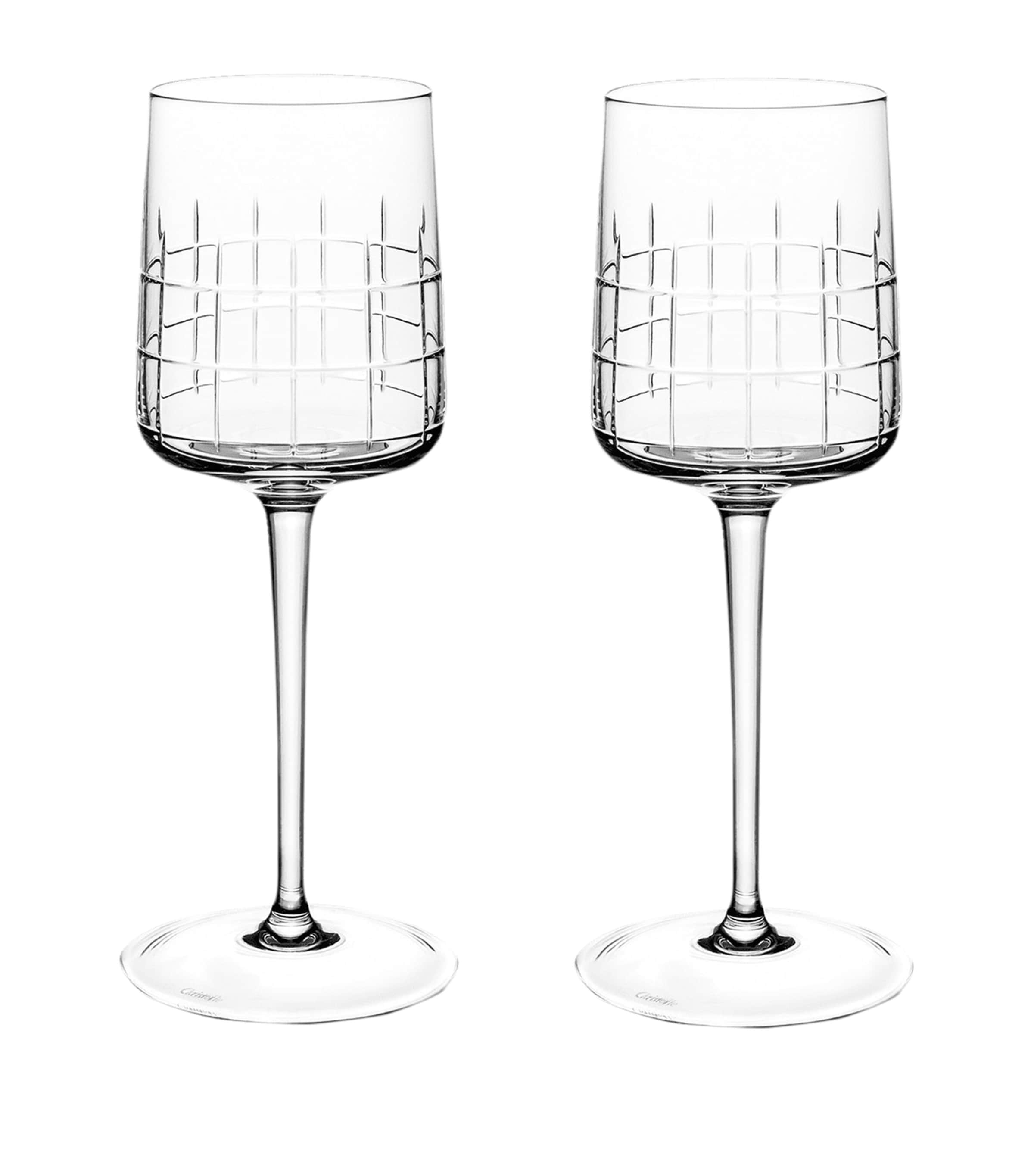 Christofle Set Of 2 Crystal Red Wine Glasses In Silver