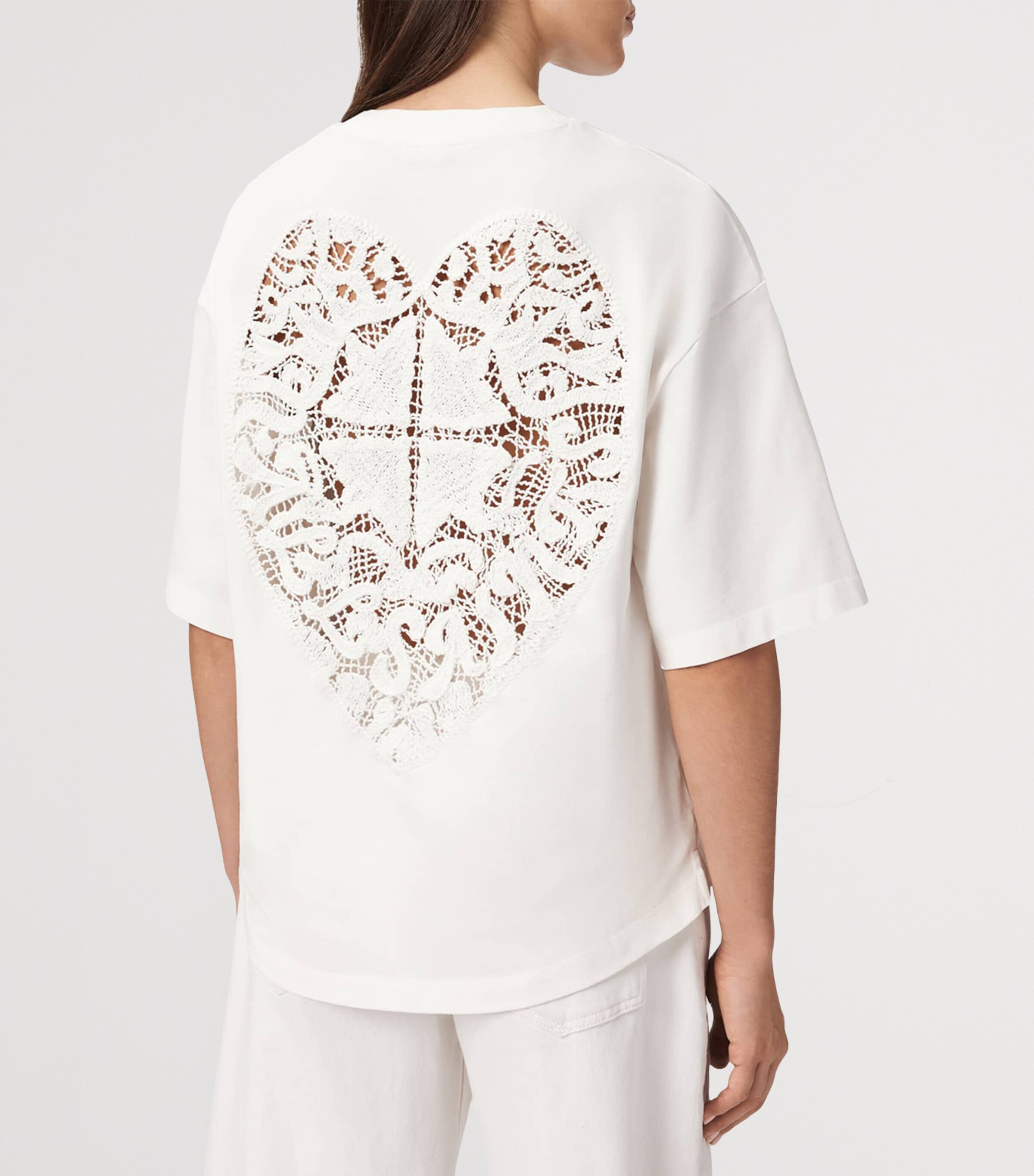 Organic Cotton Embroidered Amelie T-Shirt ECRU WHITE Image 4