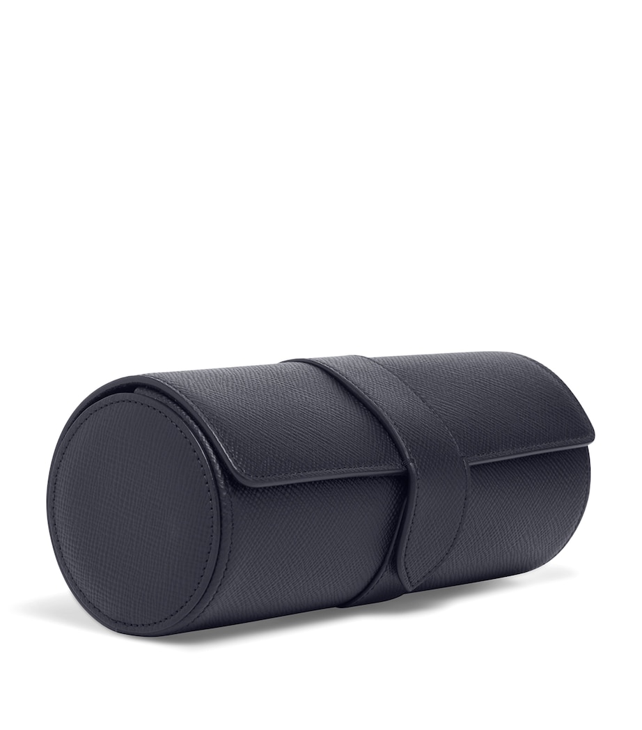 Smythson Panama Leather Watch Roll Navy Image 2