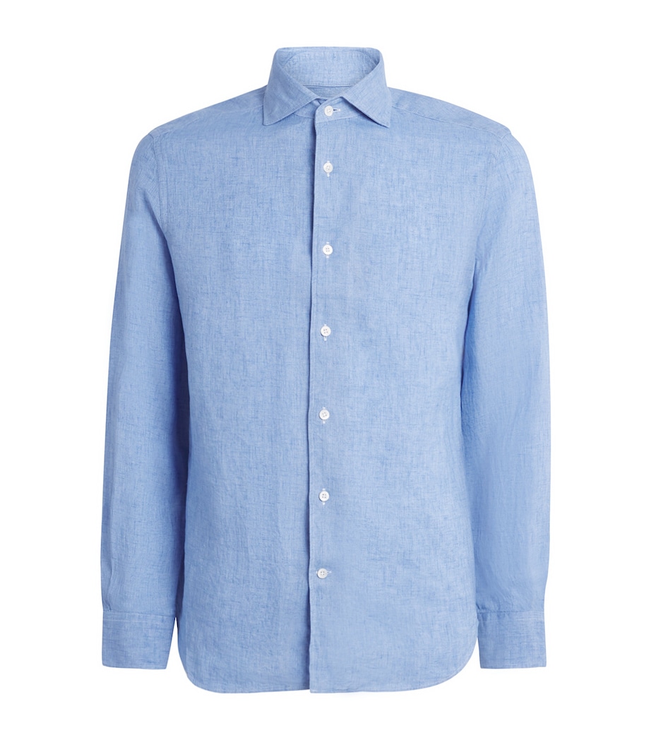 Linen Shirt 007 DRK CERUOLE BLUE Image 1