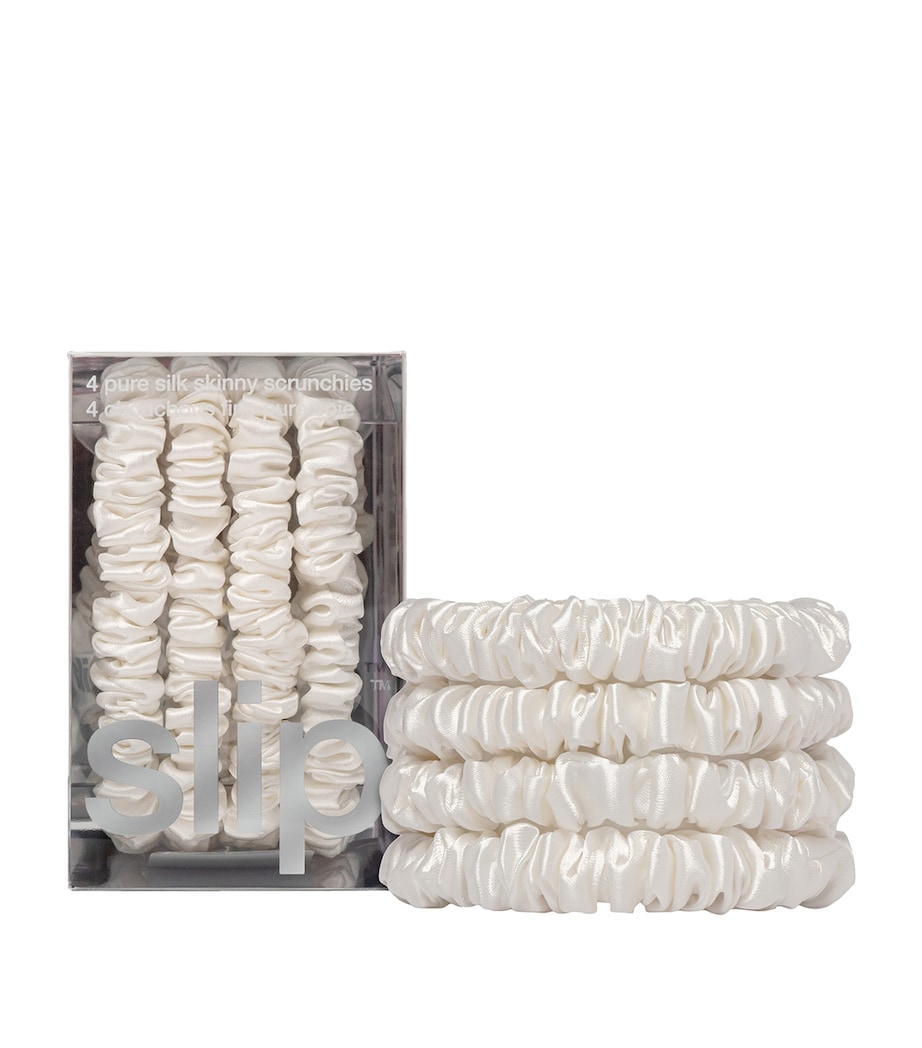 Mulberry Silk Skinny Scrunchies (Set of 4) WHITE Image 1
