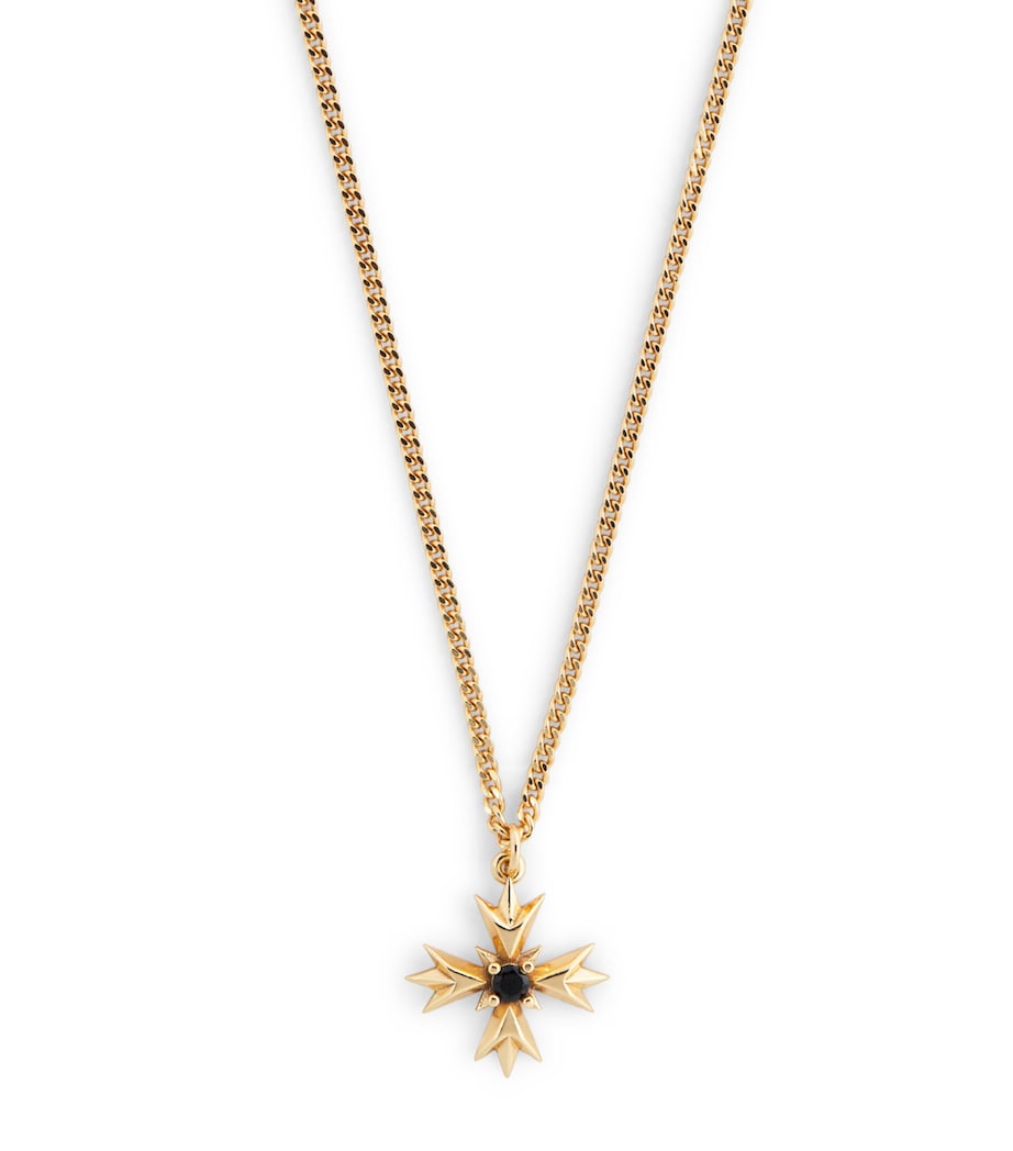 Gold-Plated Sterling Silver Crest and Crystal Necklace GOLD Image 1