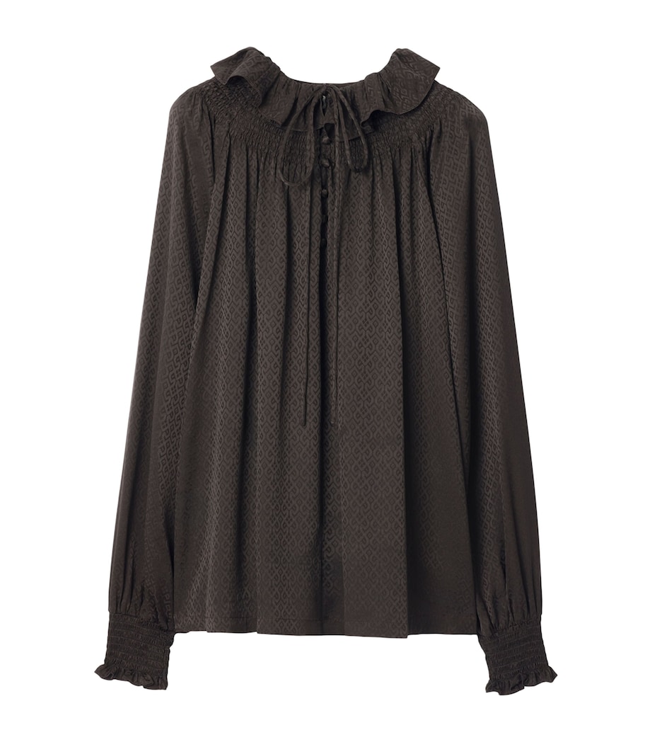 Silk Geometric Blouse HAWK BROWN IP PAT Image 1