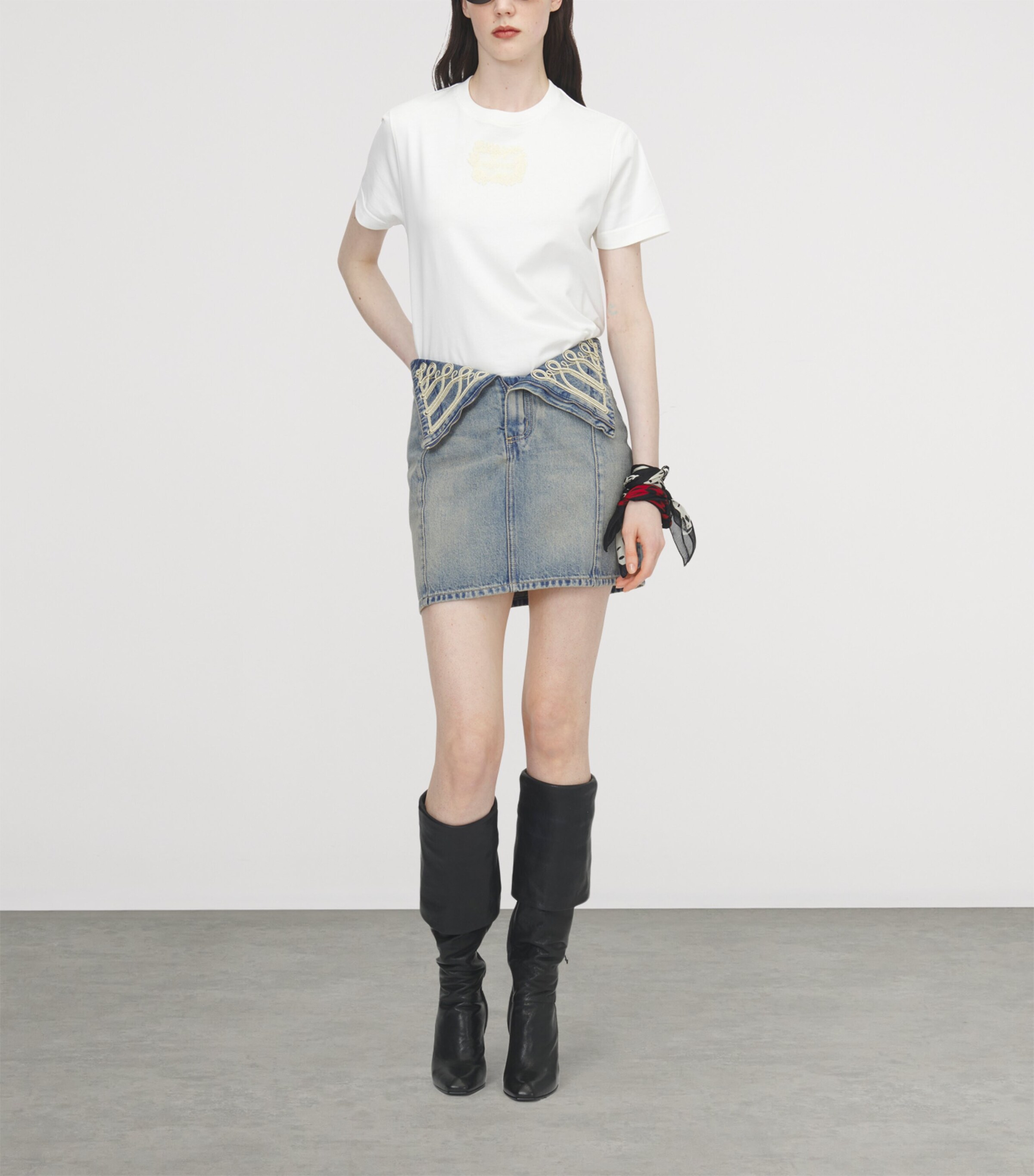 McQueen Womens Denim Fold-Over Mini Skirt Image 2
